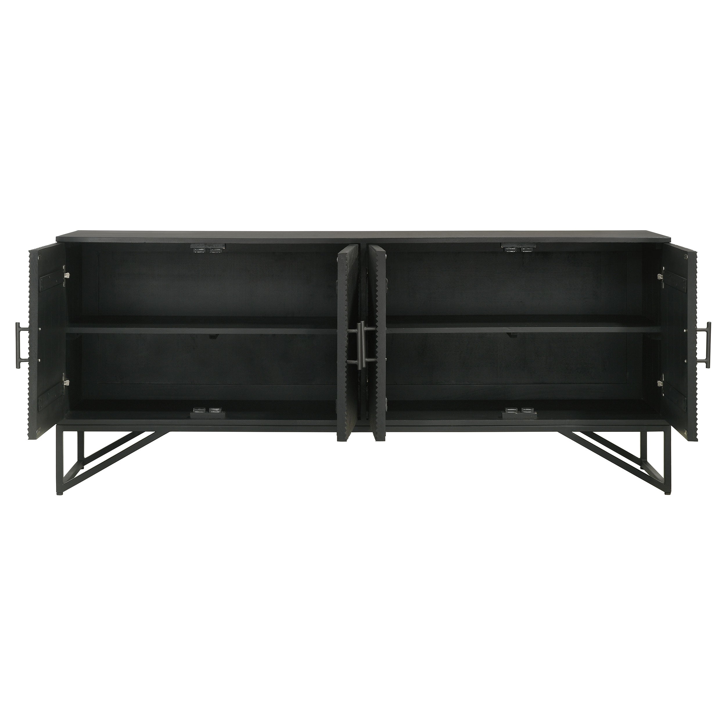 Riddell 4-door Wood Reeding Accent Cabinet Matte Black — view 5