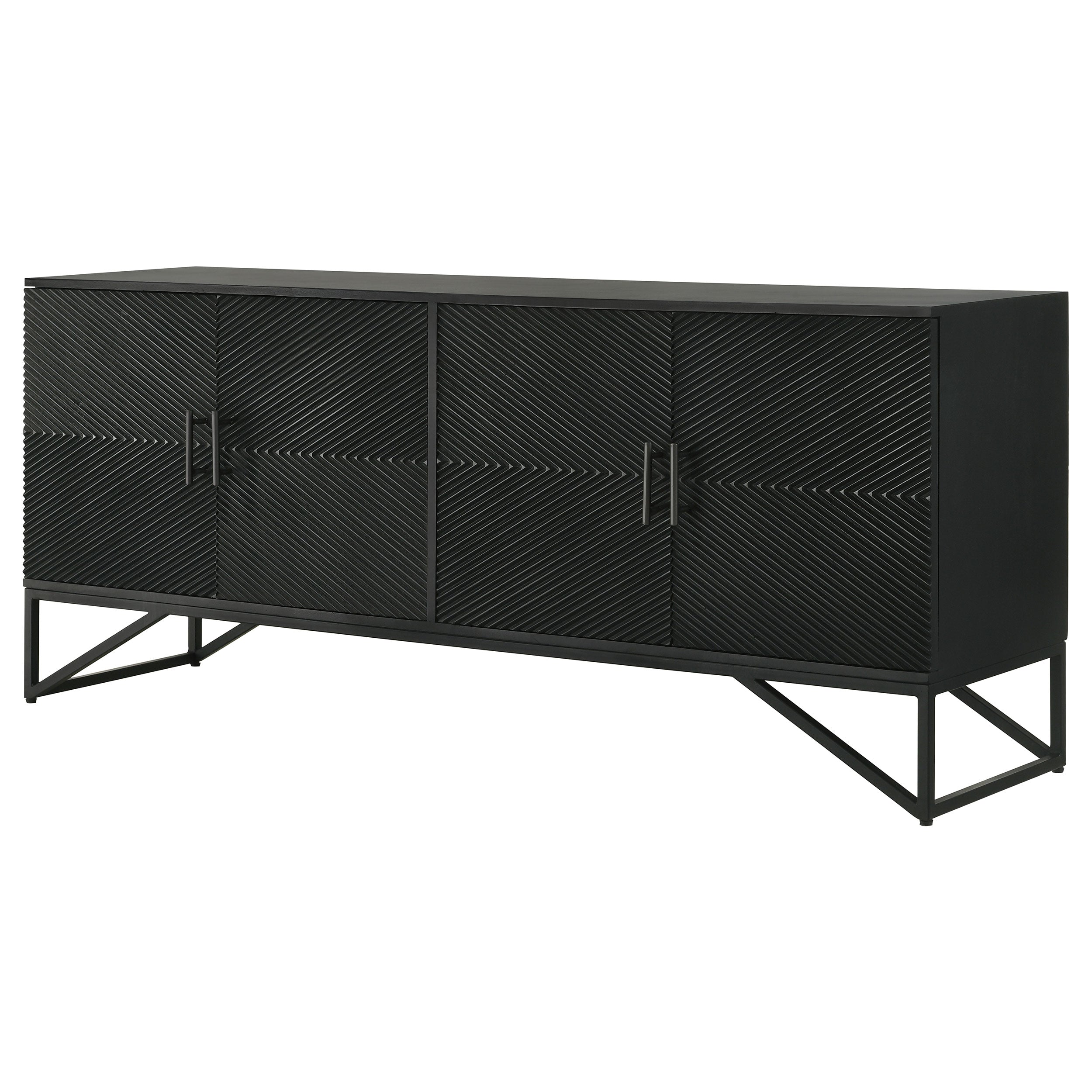 Riddell 4-door Wood Reeding Accent Cabinet Matte Black — view 6