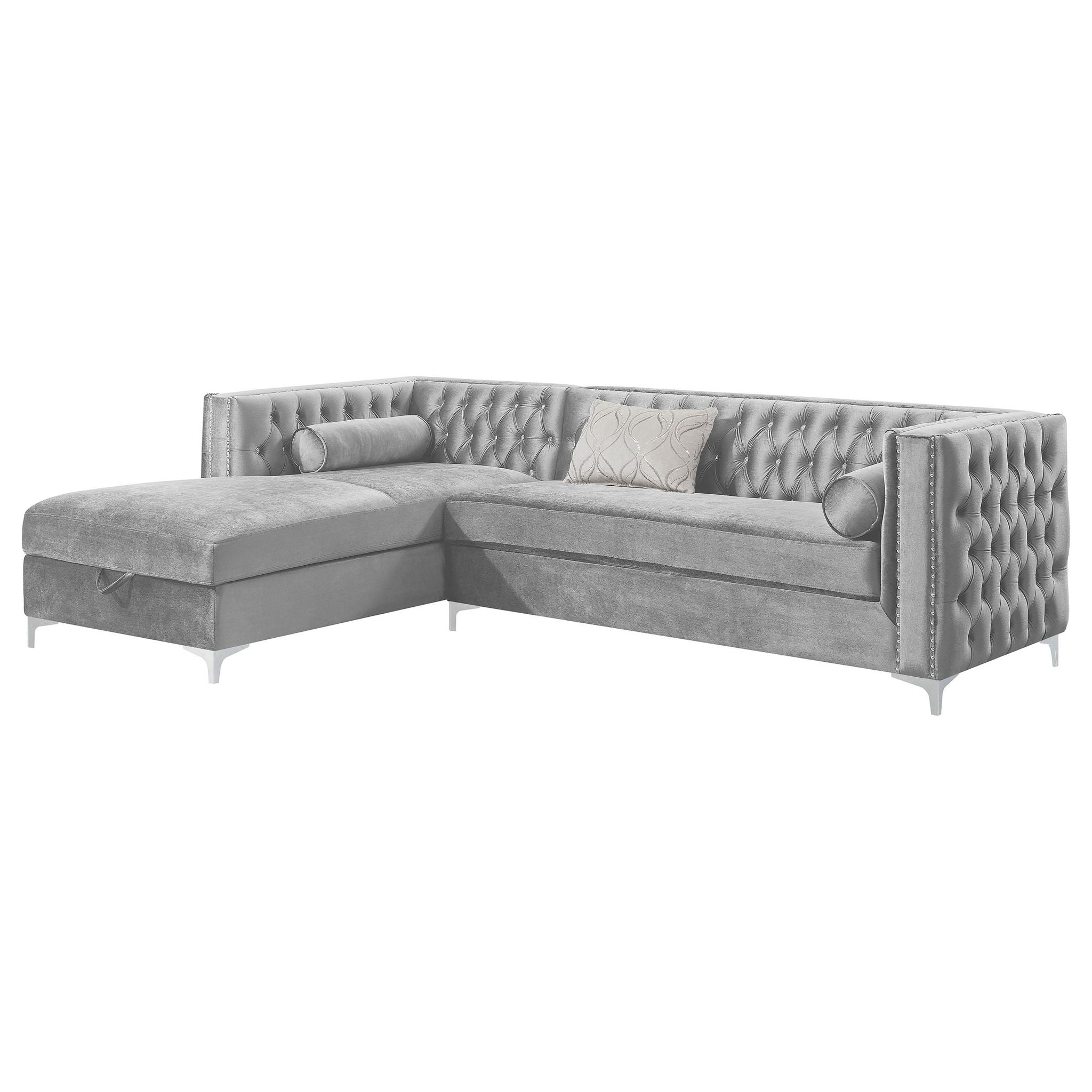 Bellaire Upholstered Storage Chaise Sectional Sofa Grey