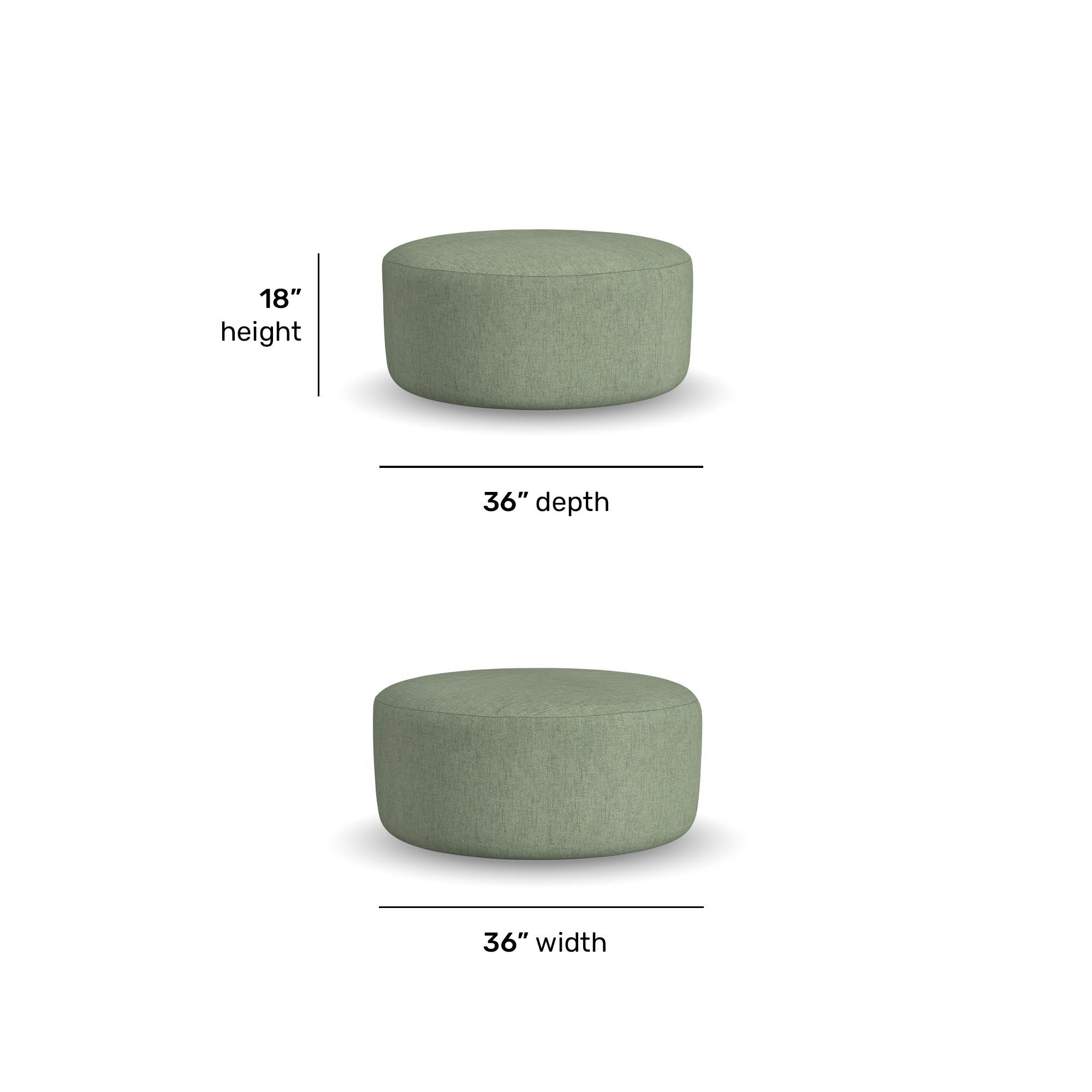 Pouf - Fabric Cocktail Ottoman - Olive