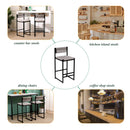 Bar Stools Paper Rope Weave Dining Chairs With Back Hand Weave Stools For Kichen Island, Bar & Counter (Set of 2)