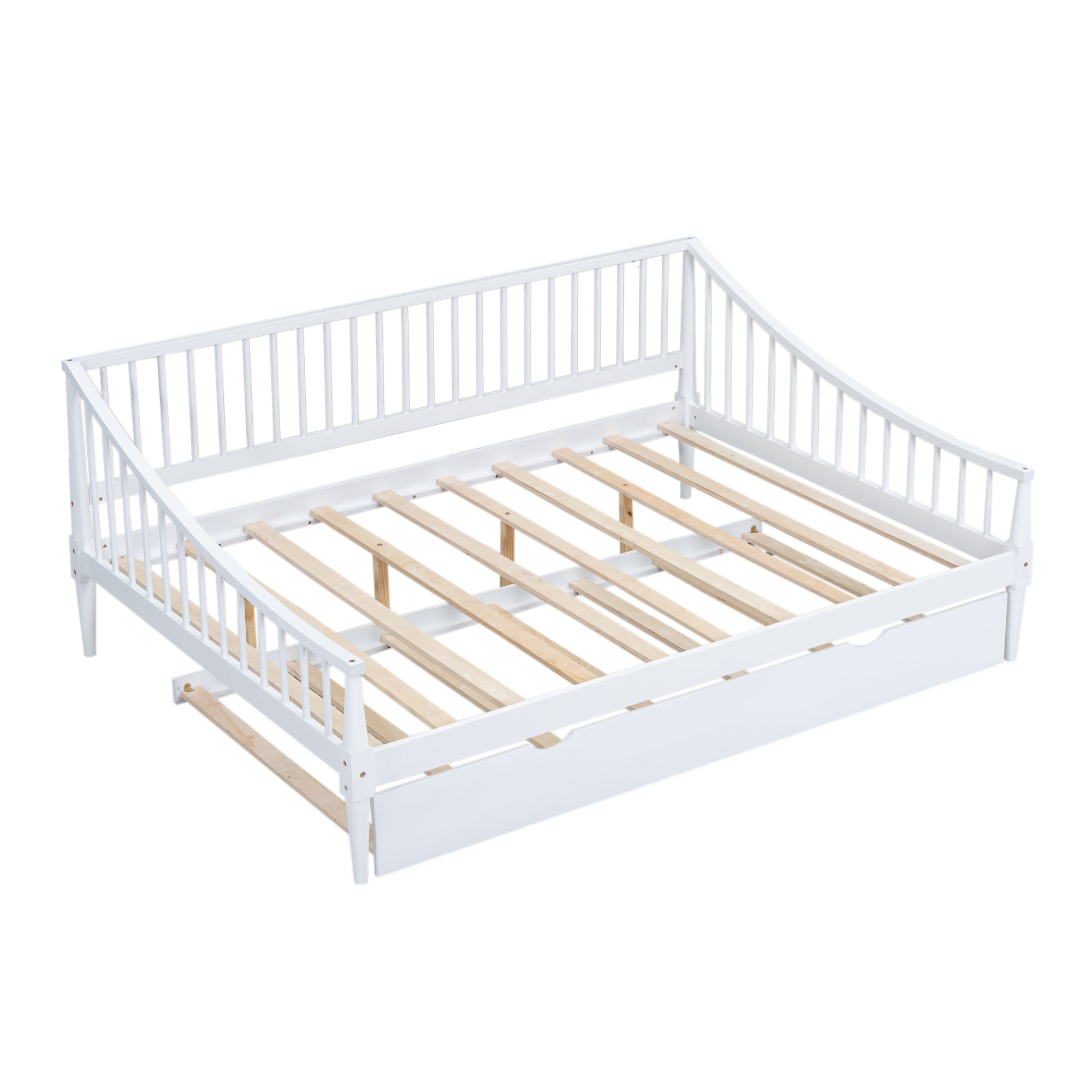 Full Size Daybed with Trundle and Support Legs, White - Atlantic Fine Furniture Melbourne FL