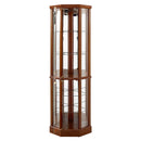 6 Shelf Lighted Corner Curio Cabinet With Adjustable Tempered Glass Shelves And Mirror Back (E26 Light Bulb Not Included)