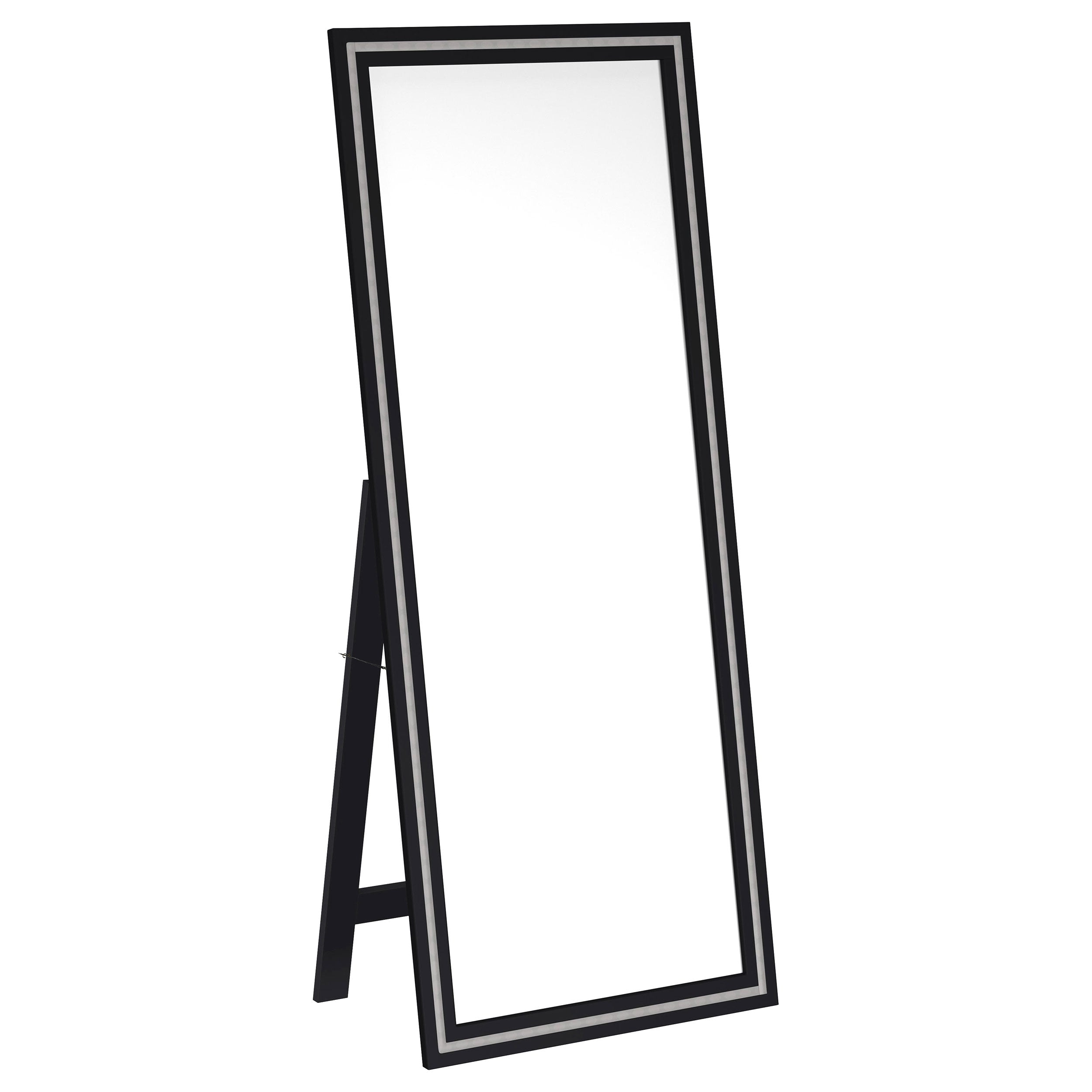 Windrose 28 x 67 Inch Tempered LED Standing Mirror Black — view 1
