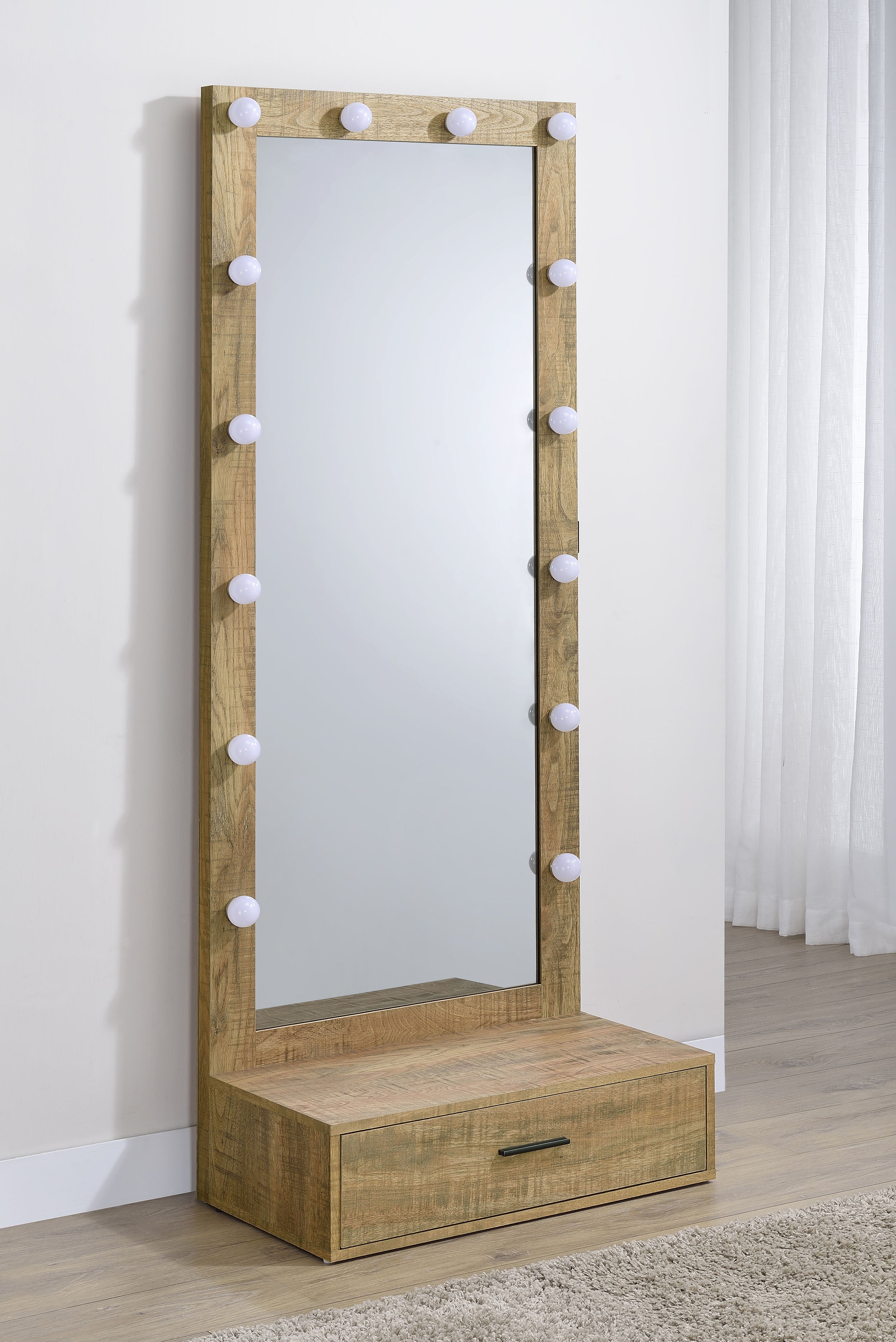 Spector 1-drawer Lighted Full-Length Floor Mirror Mango — view 2