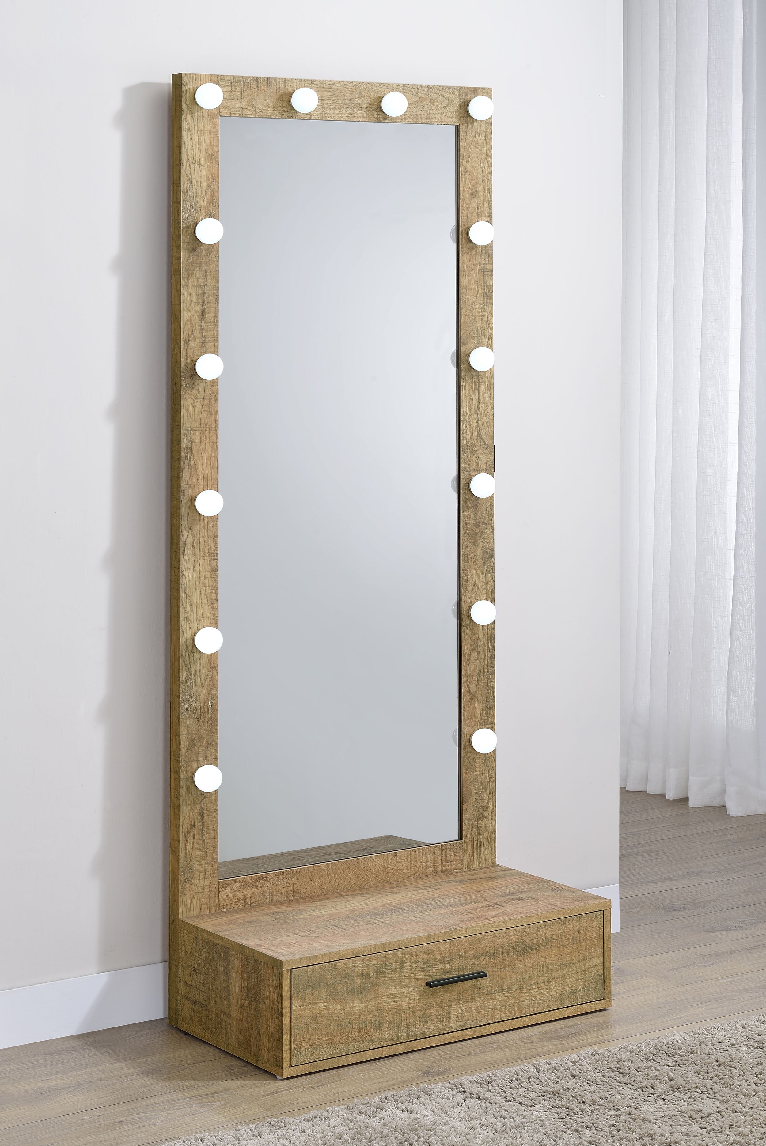 Spector 1-drawer Lighted Full-Length Floor Mirror Mango — view 3