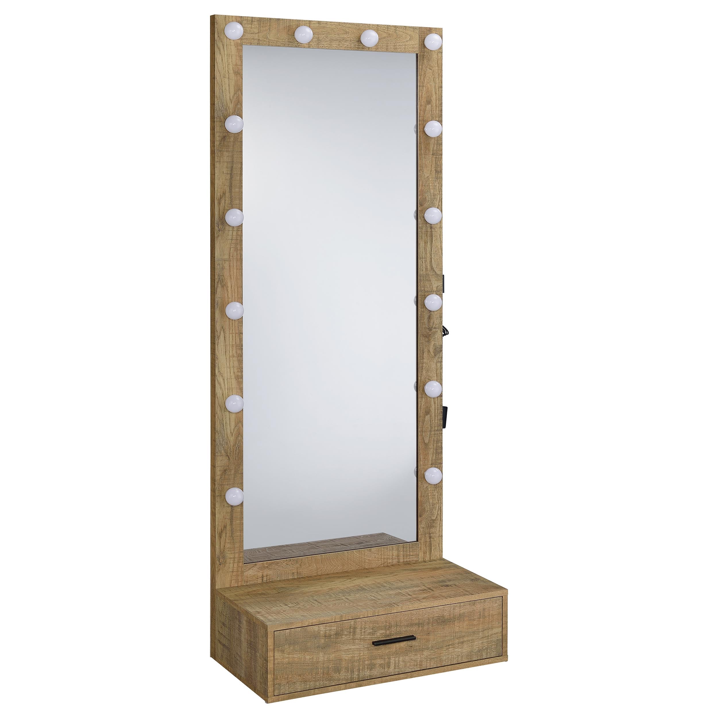 Spector 1-drawer Lighted Full-Length Floor Mirror Mango — view 1