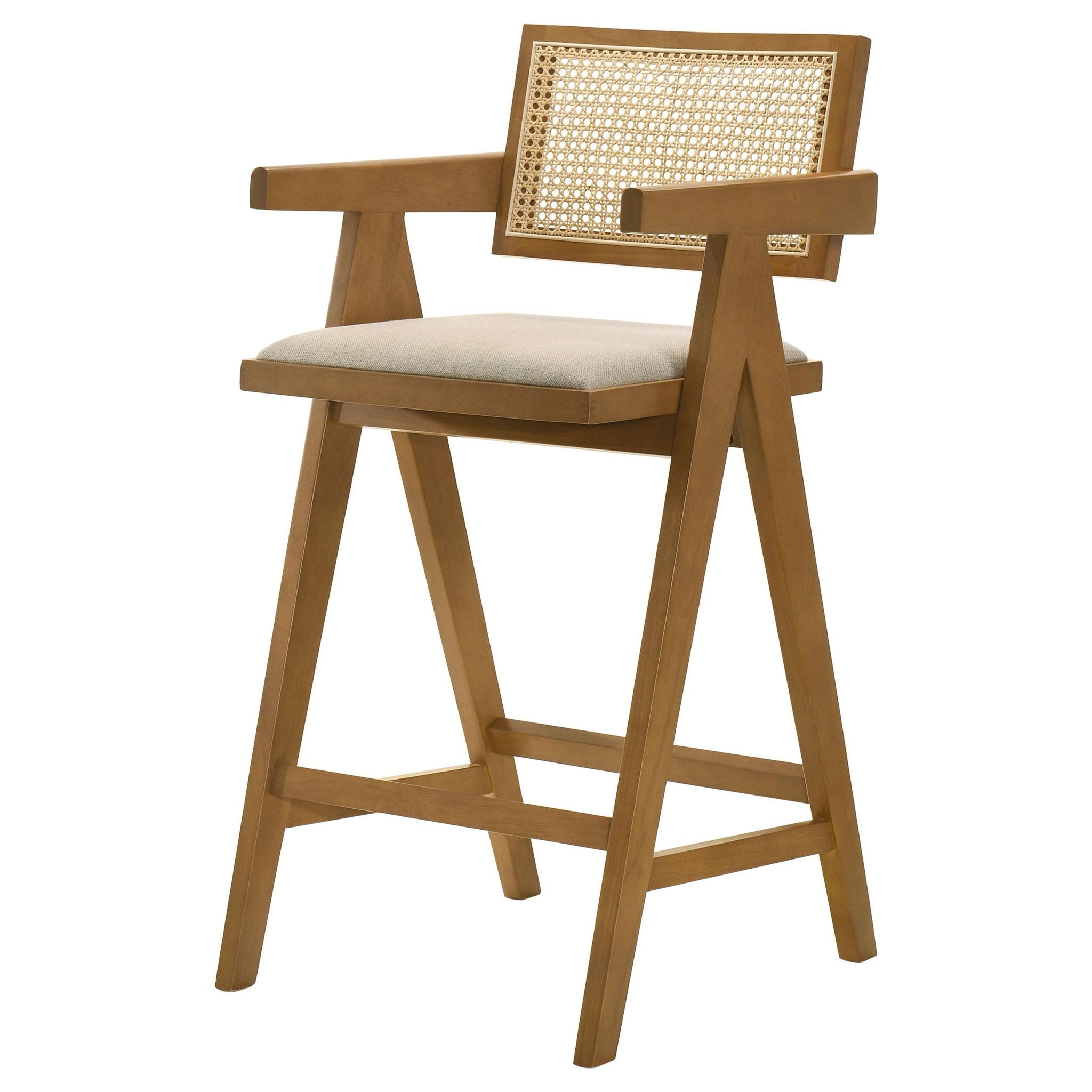 Kane Woven Rattan Wood Bar Chair Light Walnut (Set of 2) - Atlantic Fine Furniture Melbourne FL