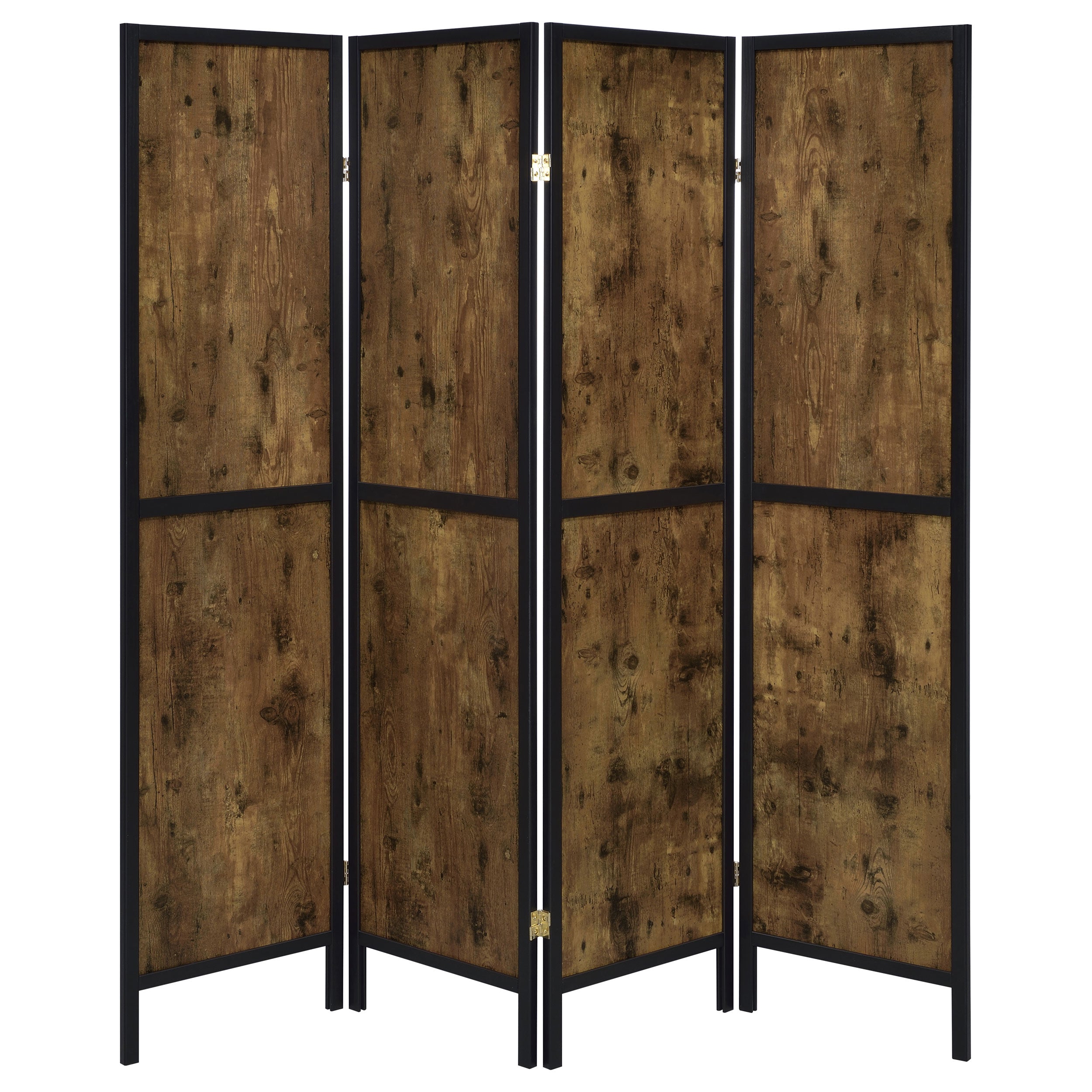 Deepika 4-Panel Room Divider Folding Screen Rustic Nutmeg — view 4