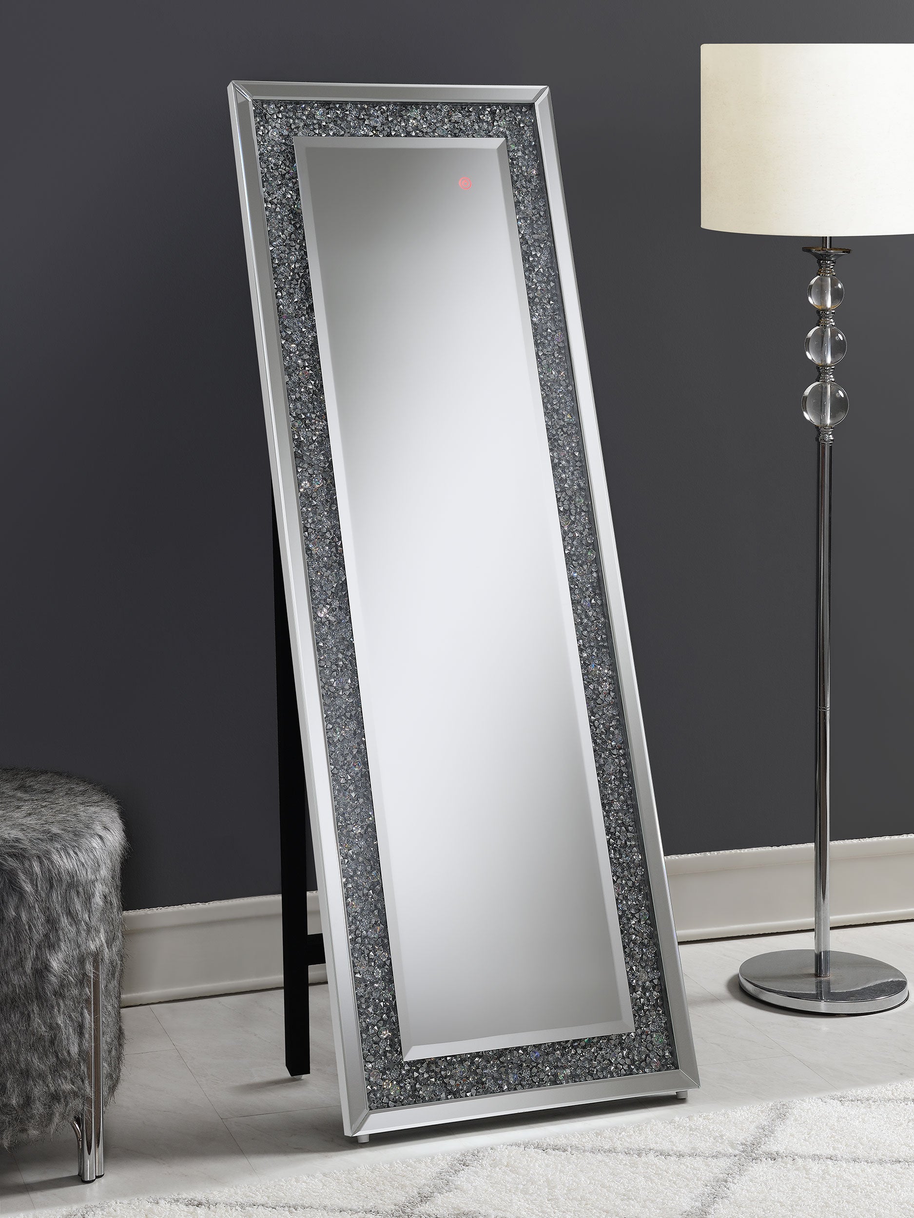 Carisi 22 x 61 Inch Faux Crystal LED Standing Mirror Silver — view 2