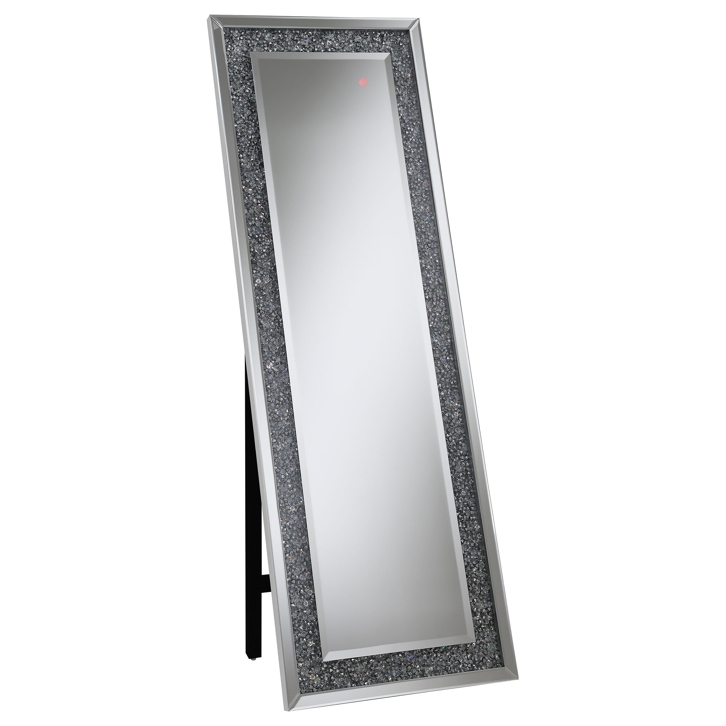 Carisi 22 x 61 Inch Faux Crystal LED Standing Mirror Silver — view 1