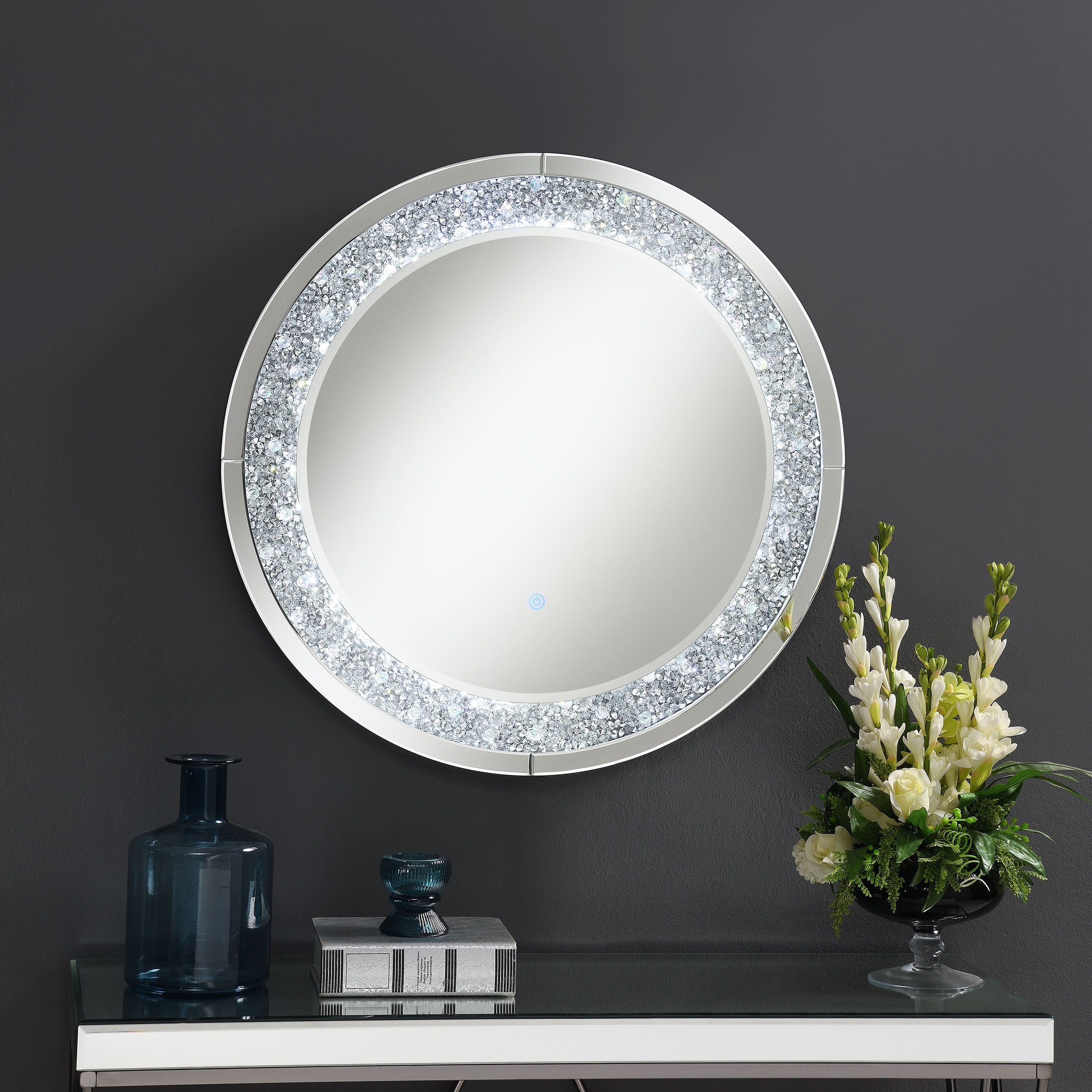 Lixue 32 x 32 Inch Round Wall Mirror LED Lighting Silver — view 3