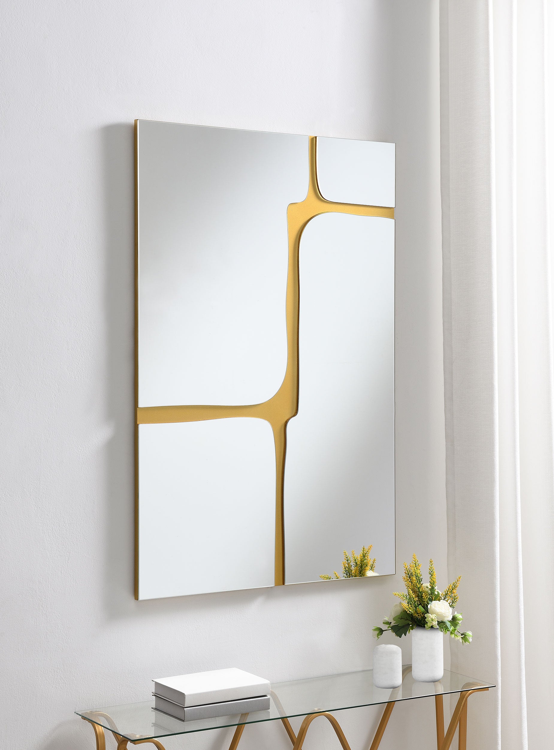 Kimberly 32 x 47 Inch Kintsugi Style Wall Mirror Gold — view 2