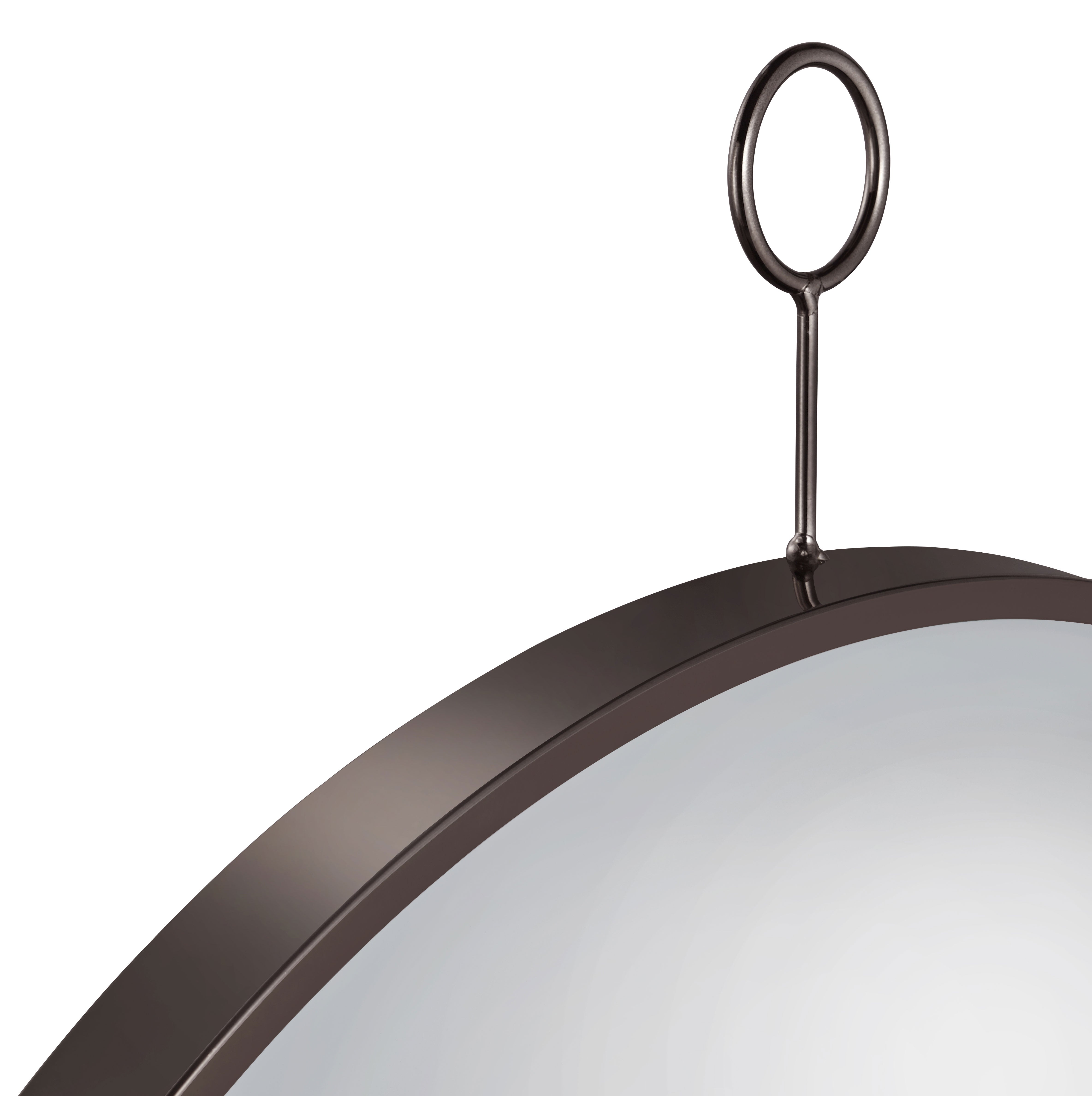 Gwyneth 30 x 35 Inch Round Wall Mirror Black Nickel — view 4