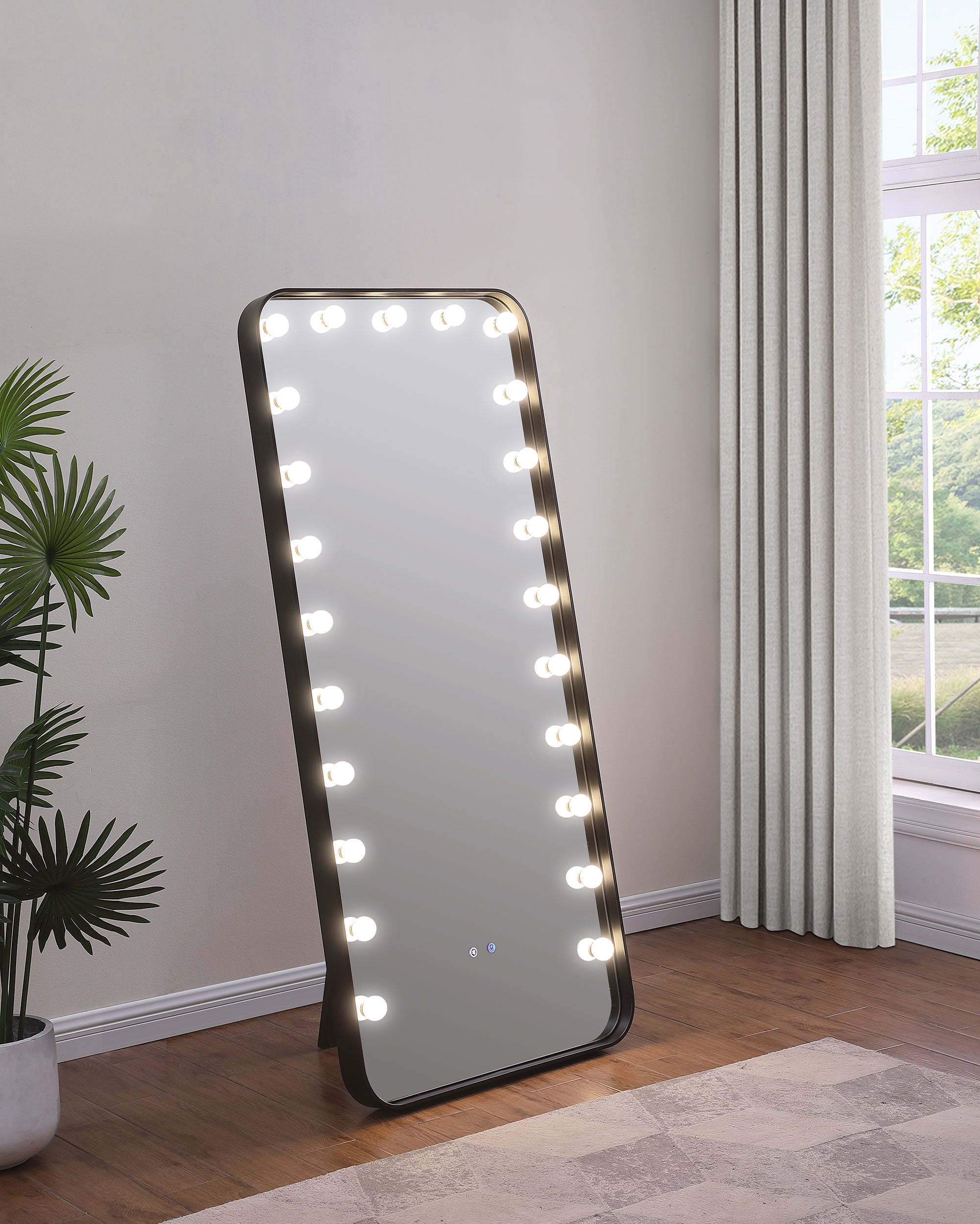 Canton 32 x 71 Inch LED Standing Mirror with Speakers Black — view 3