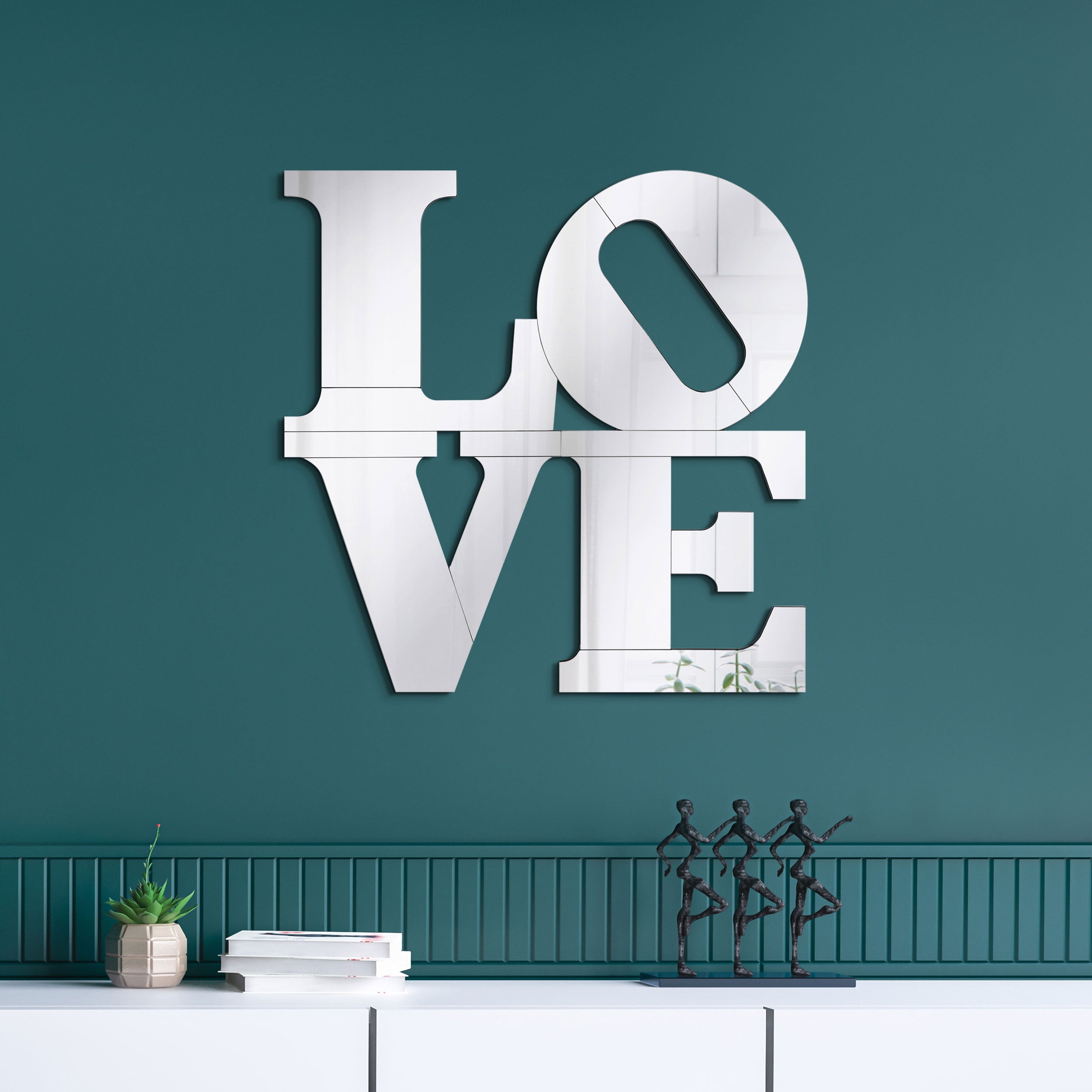 Keiran 40 x 40 Inch LOVE Lettered Wall Mirror Silver — view 2