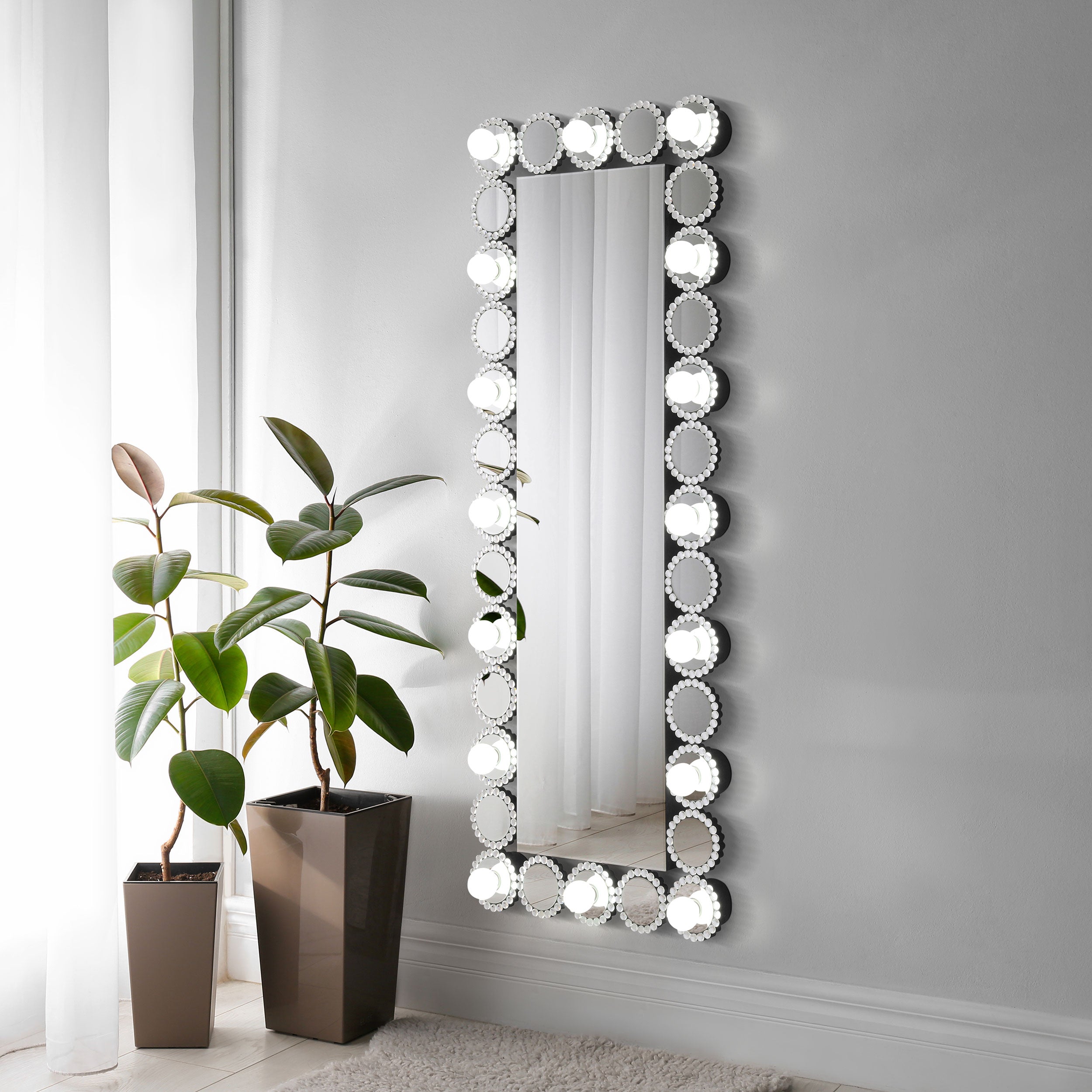 Aghes 24 x 62 Inch Wall Mirror with Lighting Silver — view 2