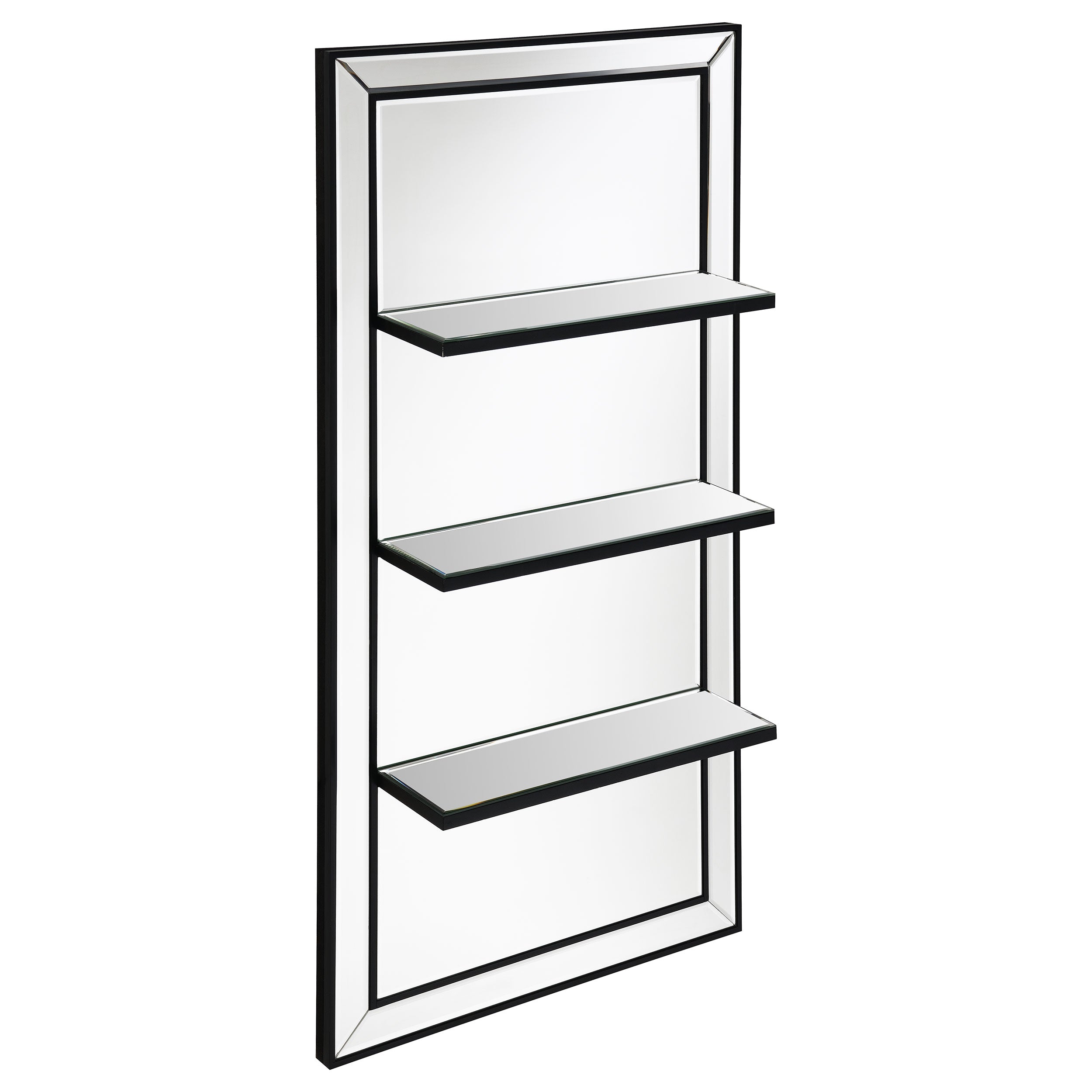 Oriel 24 x 47 Inch Rectangular 3-Shelf Wall Mirror Silver — view 1