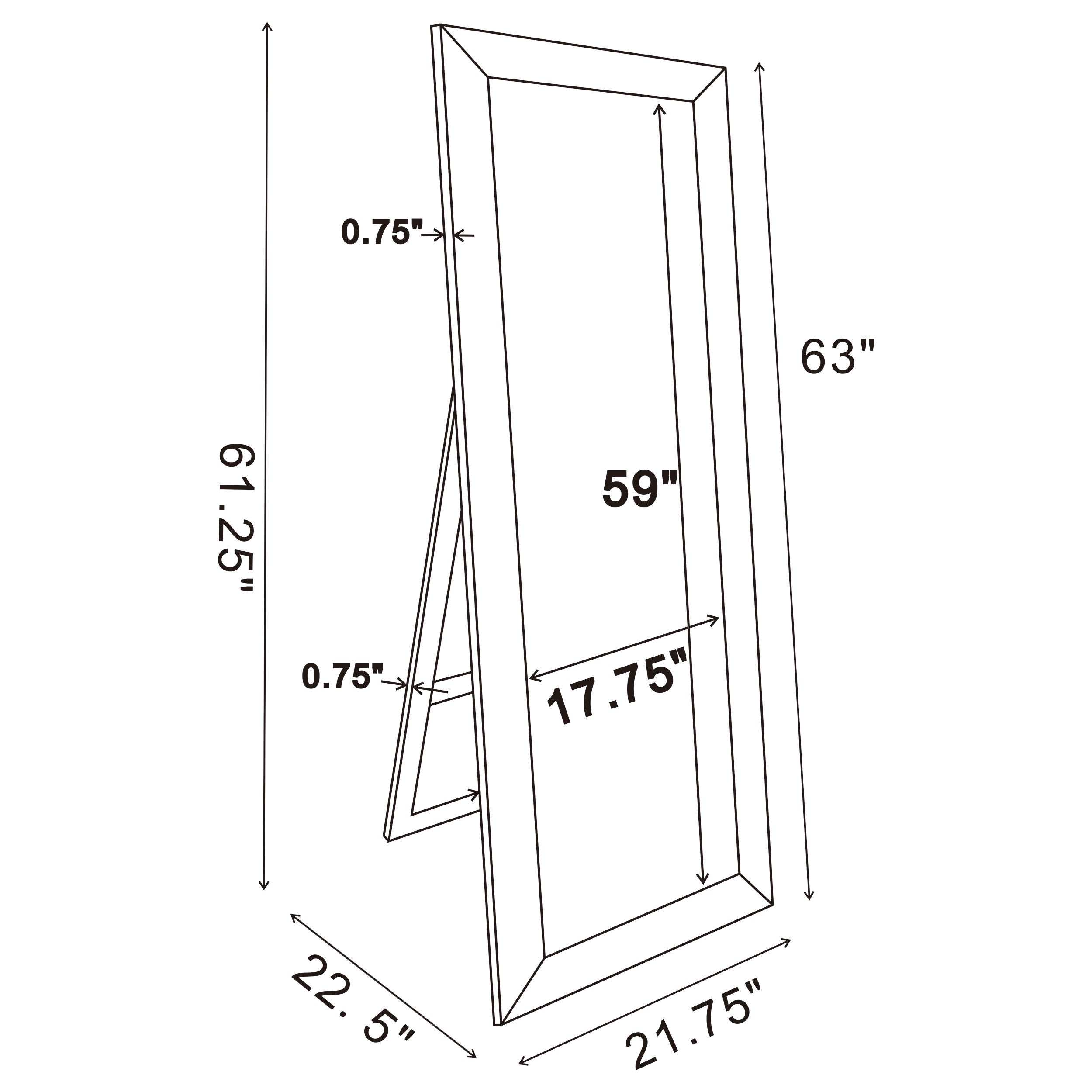 Soline 22 x 61 Inch Framed Standing Floor Mirror Silver — view 6