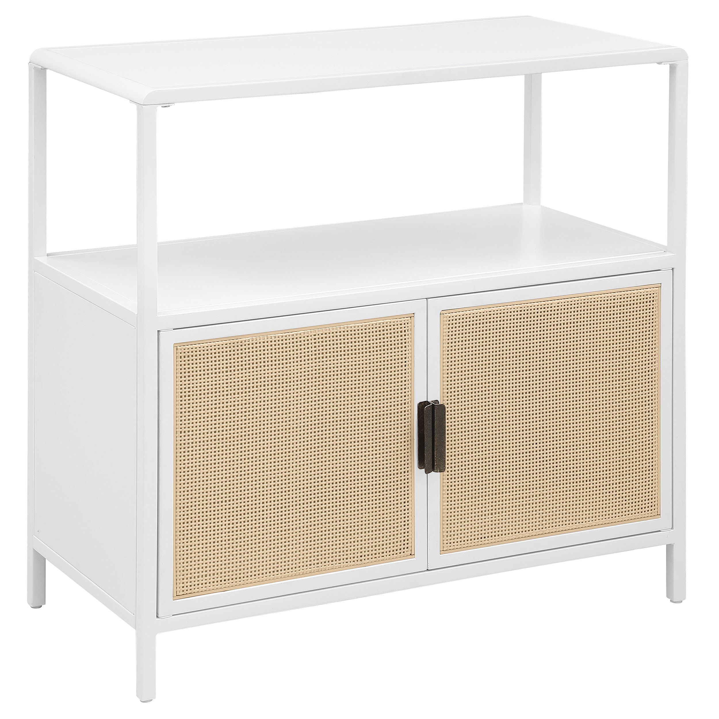 Amherst 2-door Radio Weave Cane Metal Accent Cabinet White — view 1