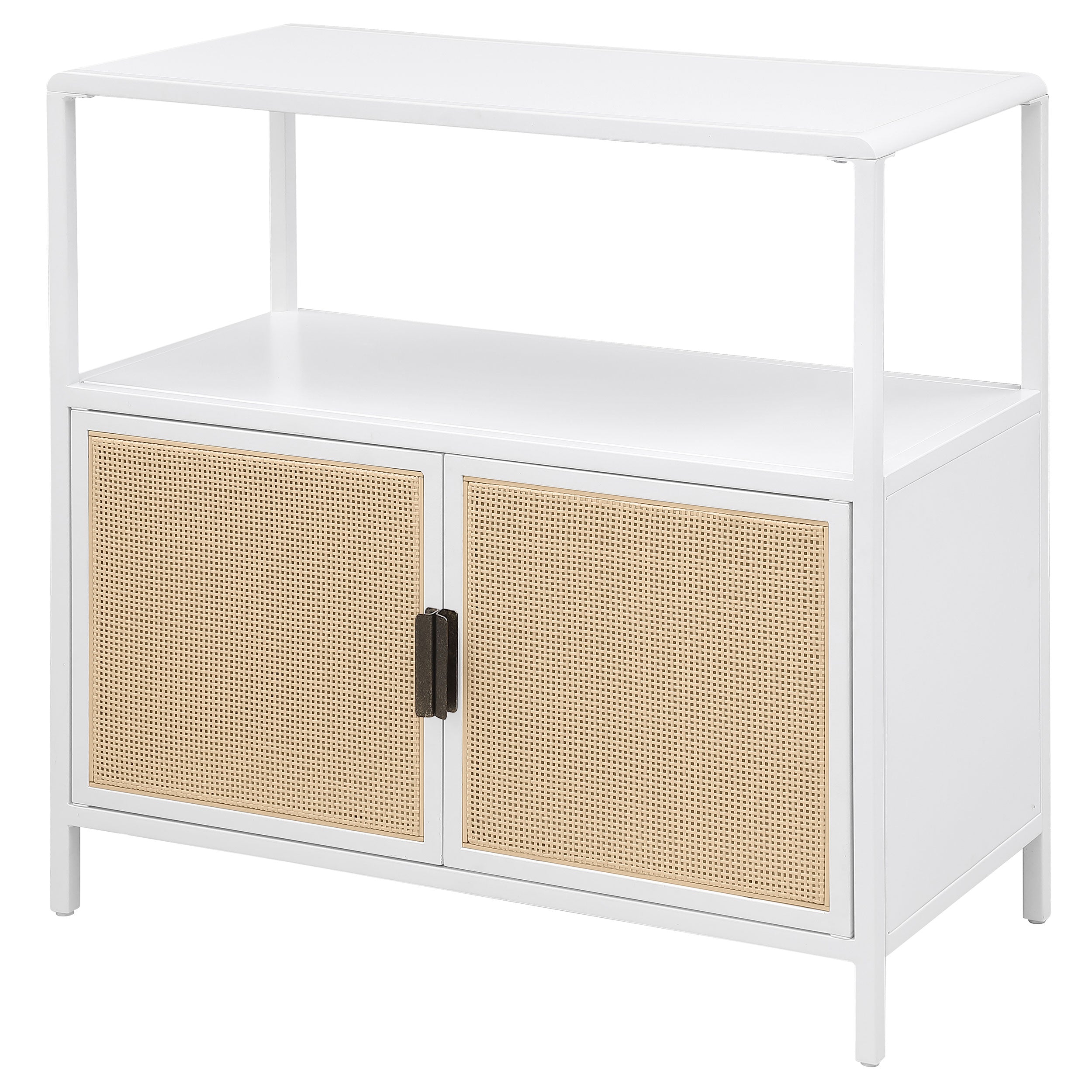 Amherst 2-door Radio Weave Cane Metal Accent Cabinet White — view 5