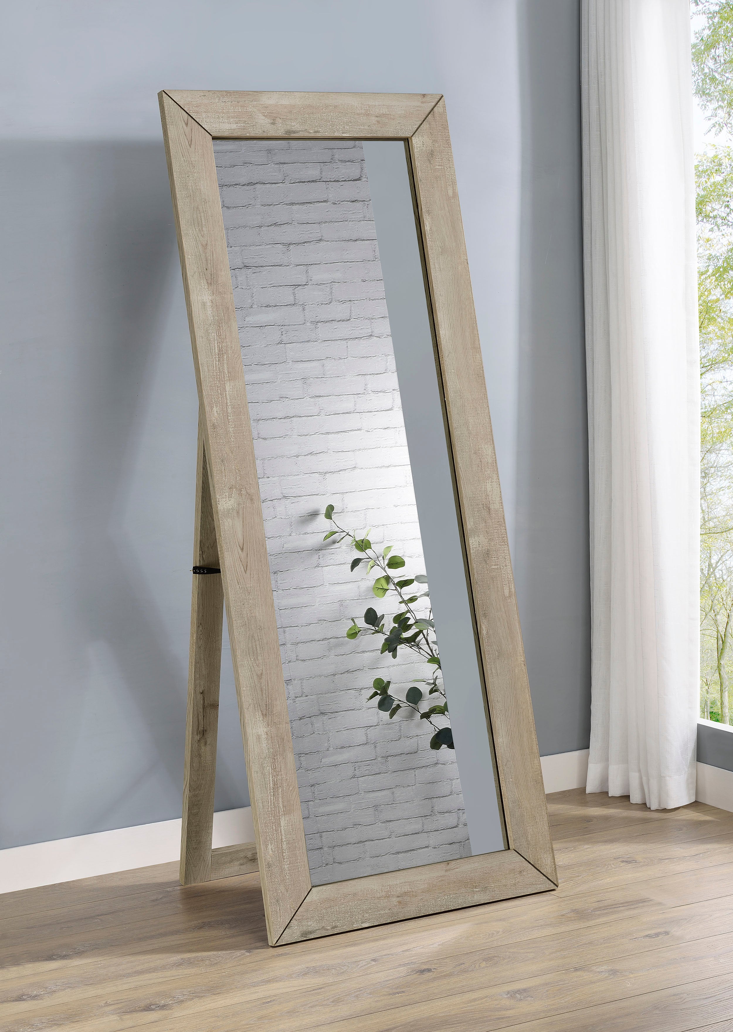 Cadence Tempered Glass Full Length Mirror Grey Washed Oak — view 2
