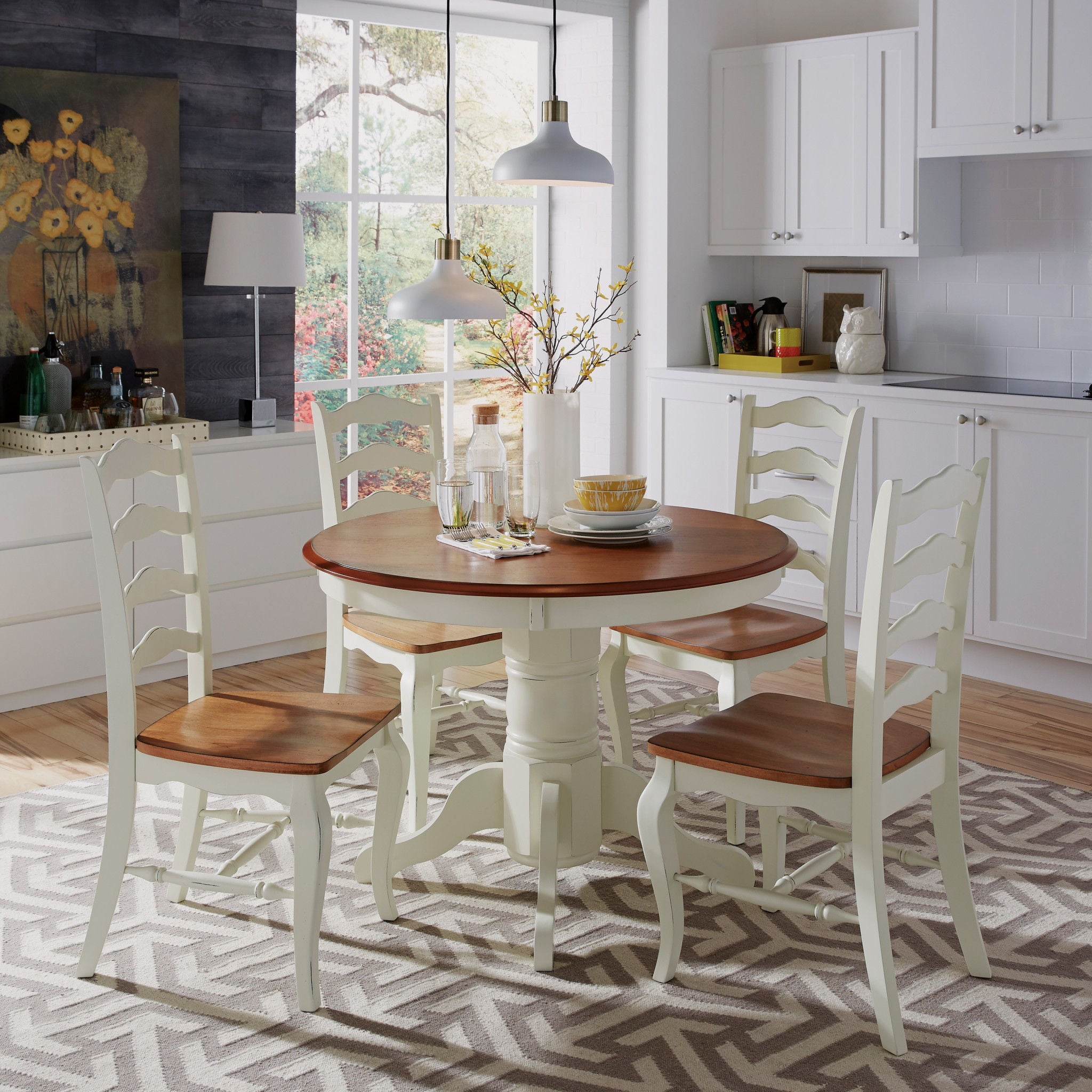 French Countryside - 5 Piece Dining Set - White
