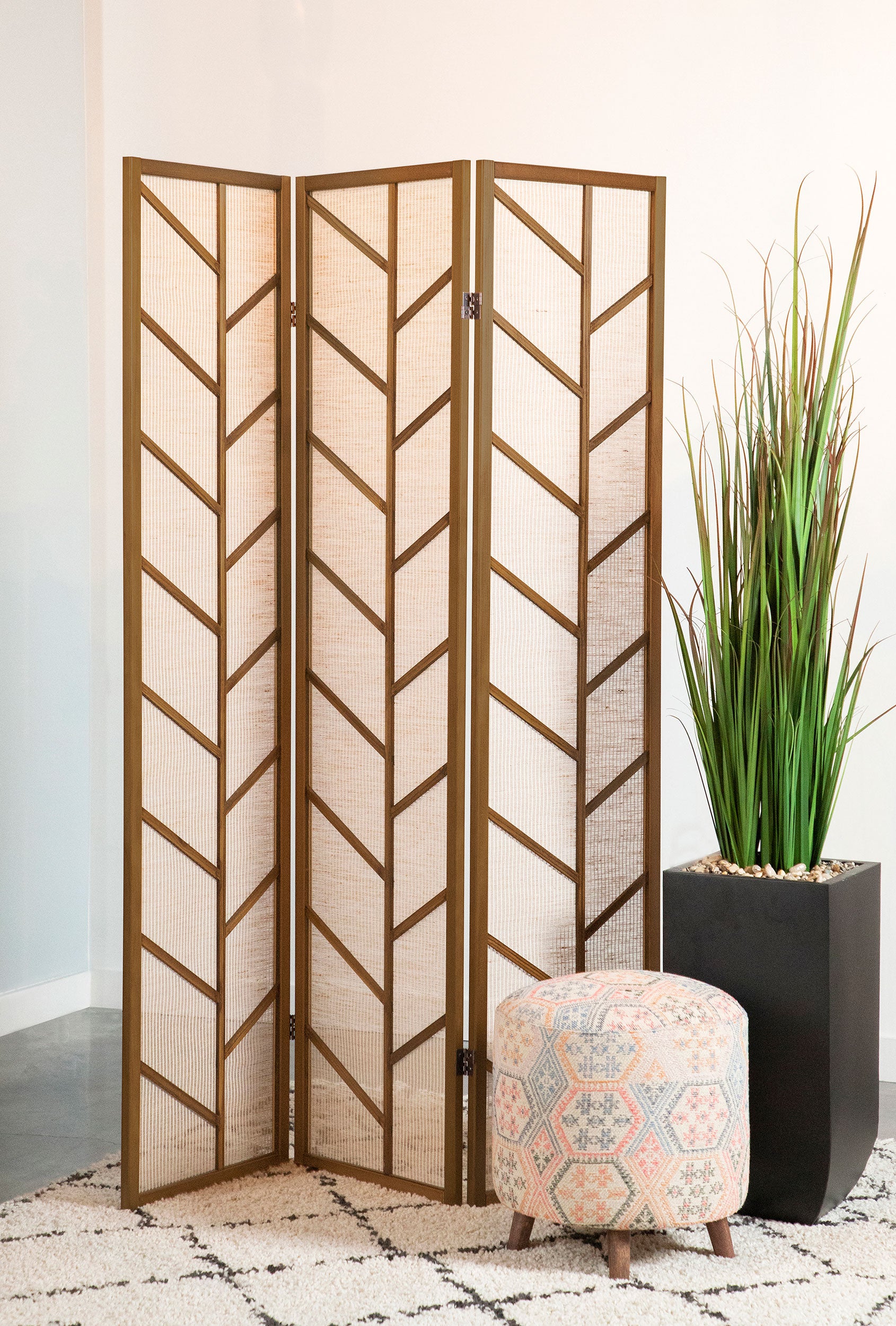 Mila 3-Panel Room Divider Folding Shoji Screen Walnut — view 2