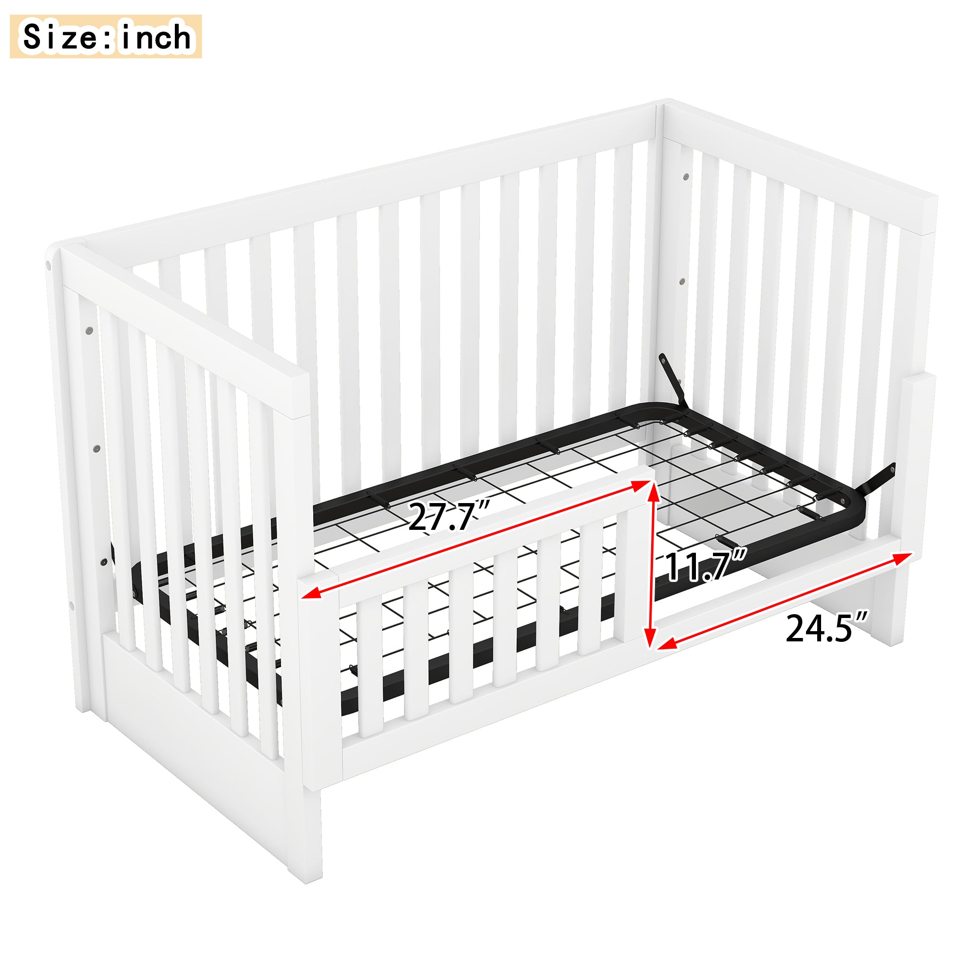 Convertible Crib/Full Size Bed with Changing Table, White - Atlantic Fine Furniture Melbourne FL