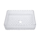 Rectangle Vessel Sink With Diamond Texture With Pop Up Drain (No Faucet) - White