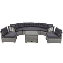 Elegant Patio Furniture Set Outdoor Daybed Rattan Sectional With Cushions And Center Table - Gray