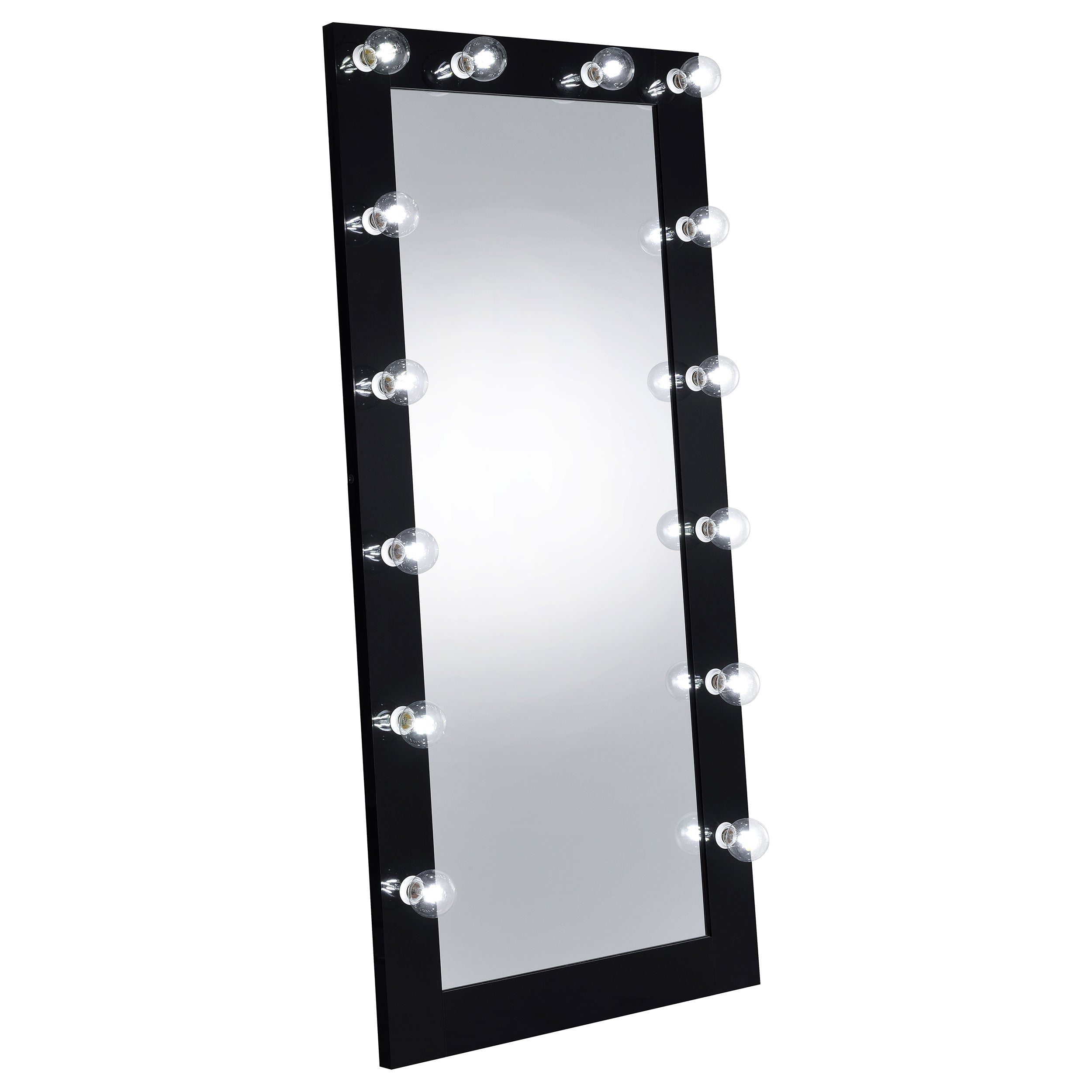 Zayan 32 x 71 Inch Floor Mirror LED Lighting Black Gloss — view 3