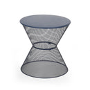 Zine - Outdoor Side Table With Hourglass Shaped And Iron Frame - Navy
