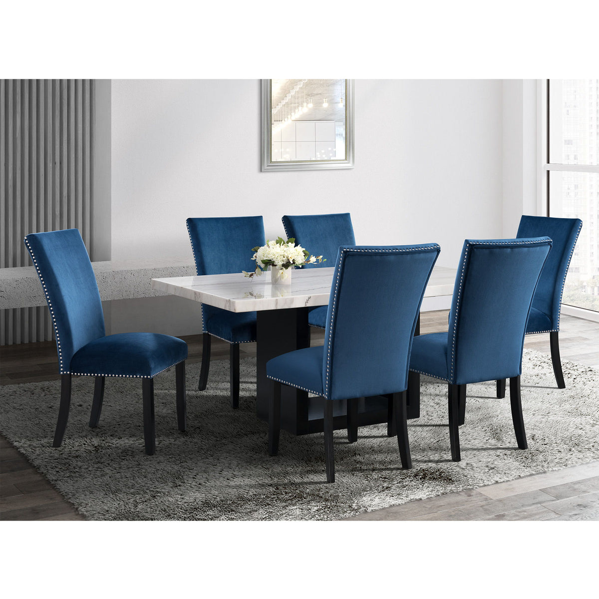 Valentino Counter Height Dining Set in Blue by Elements International, view 2