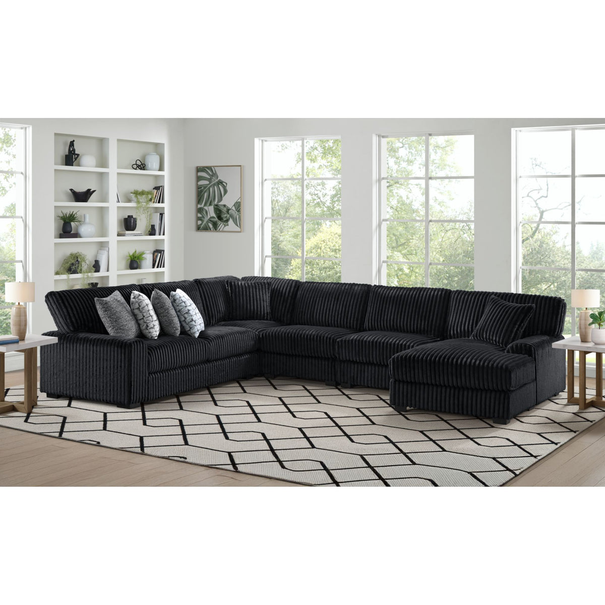 Nightfall Sectional Set With 1 Pillow in Black by Elements International, view 13