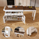 Modern Kitchen Island With Extendable Dining Table & Power Outlet - White
