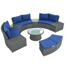 10 Piece Outdoor Sectional Half Round Patio Rattan Sofa Set
