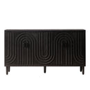 Modern Sideboard Cabinet With Decorative Nailhead Accents, Stylish Storage Solution For Dining, Living Rooms - Black
