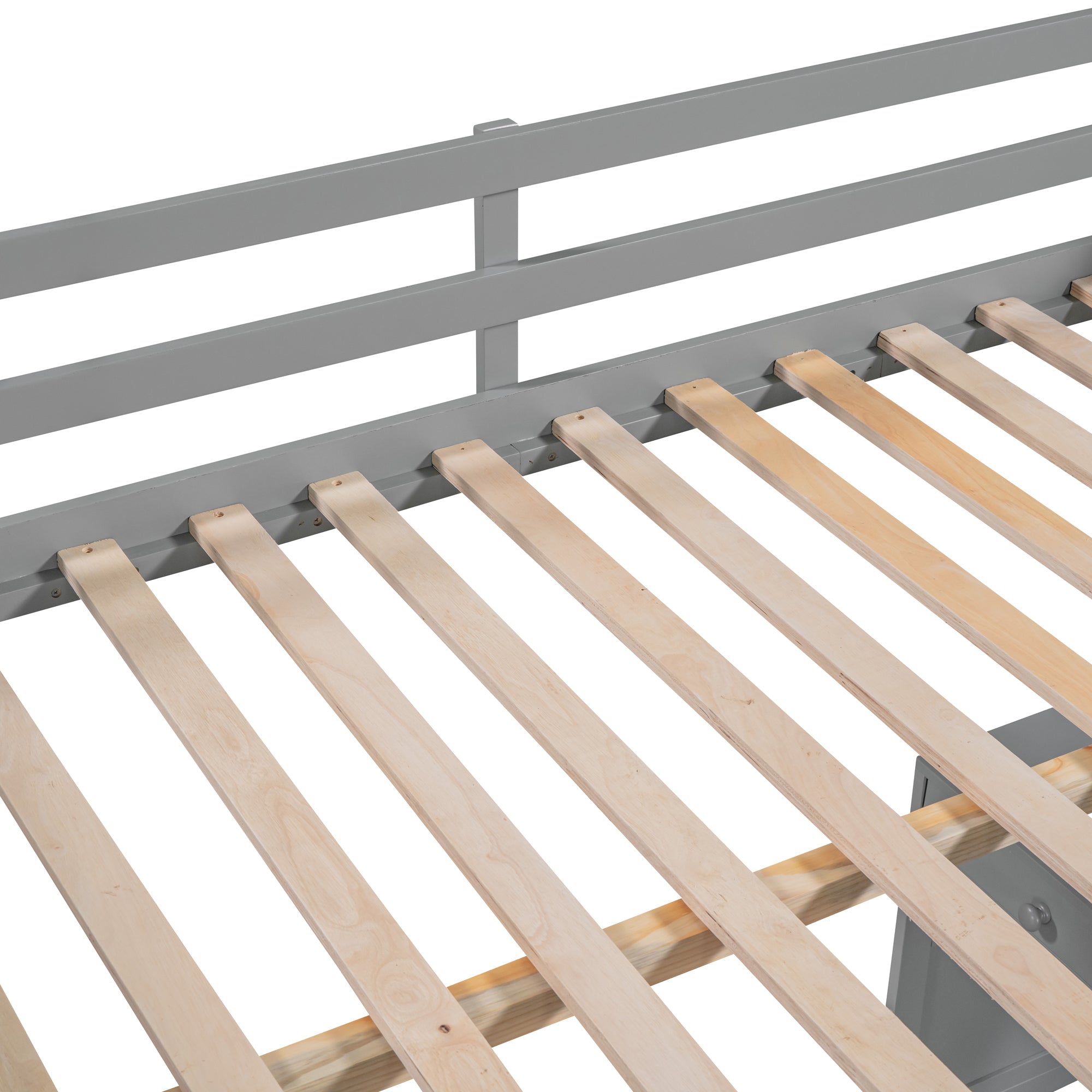 Full Size Loft Bed with Ladder, Shelves, and Desk, Gray - Atlantic Fine Furniture Melbourne FL