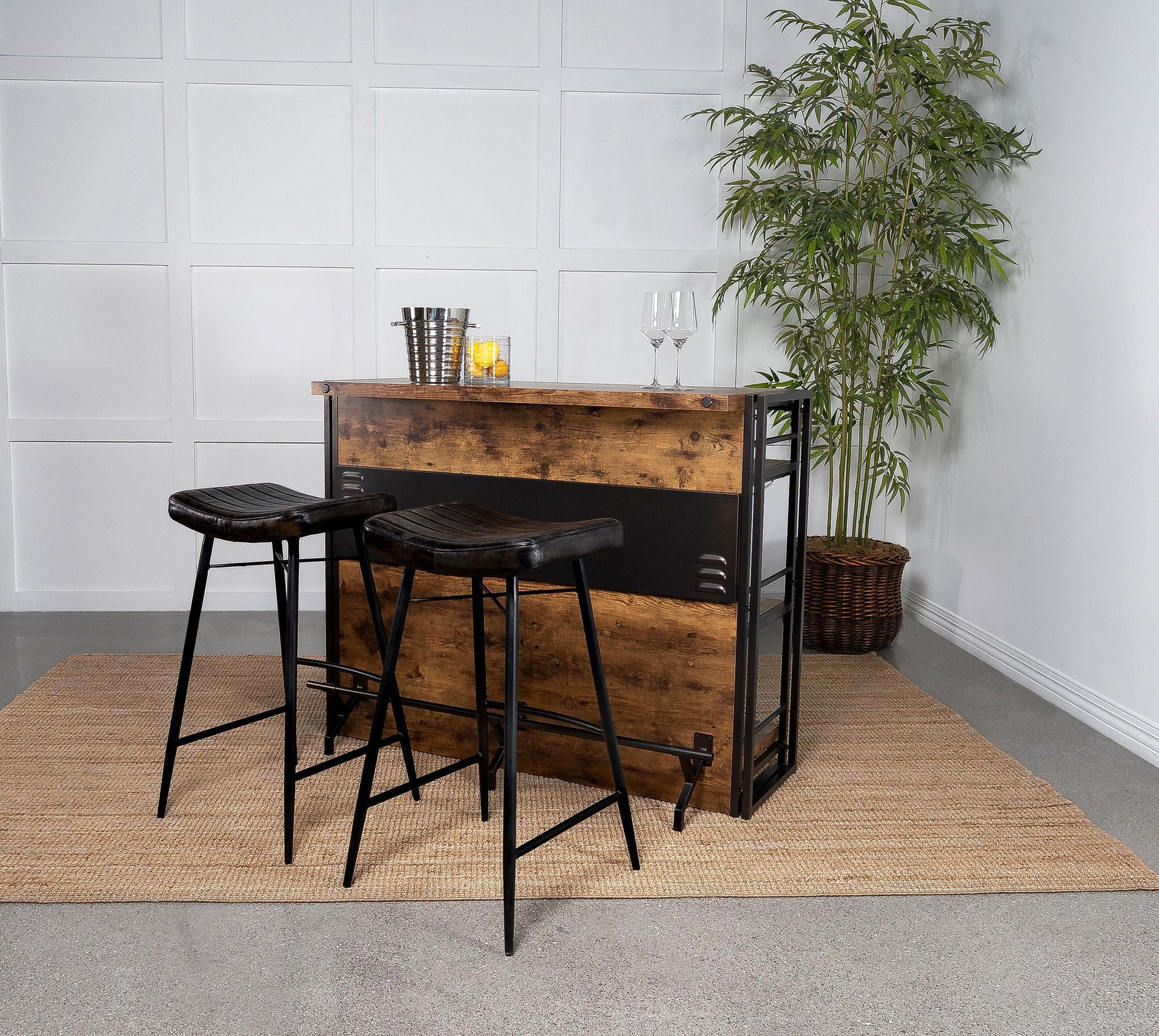 Bayu Leather Upholstered Bar Stool Espresso (Set of 2) - Atlantic Fine Furniture Melbourne FL