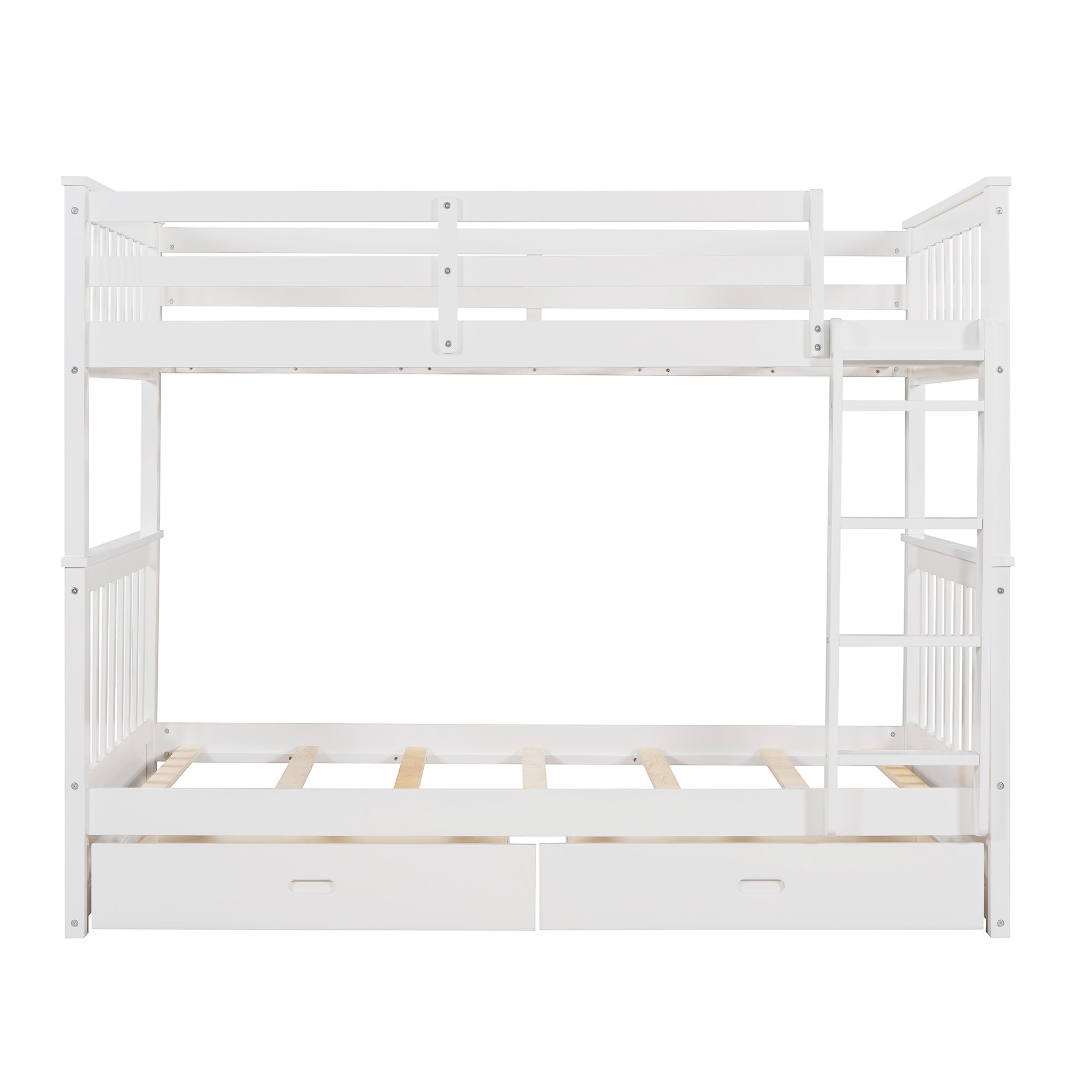 Twin-Over-Twin Bunk Bed with Ladders and Two Storage Drawers (White)(OLD SKU:LT000265AAK) - Atlantic Fine Furniture Melbourne FL