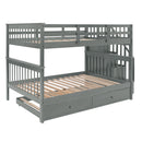 Stairway Bunk Bed With Storage And Guard Rail For Bedroom