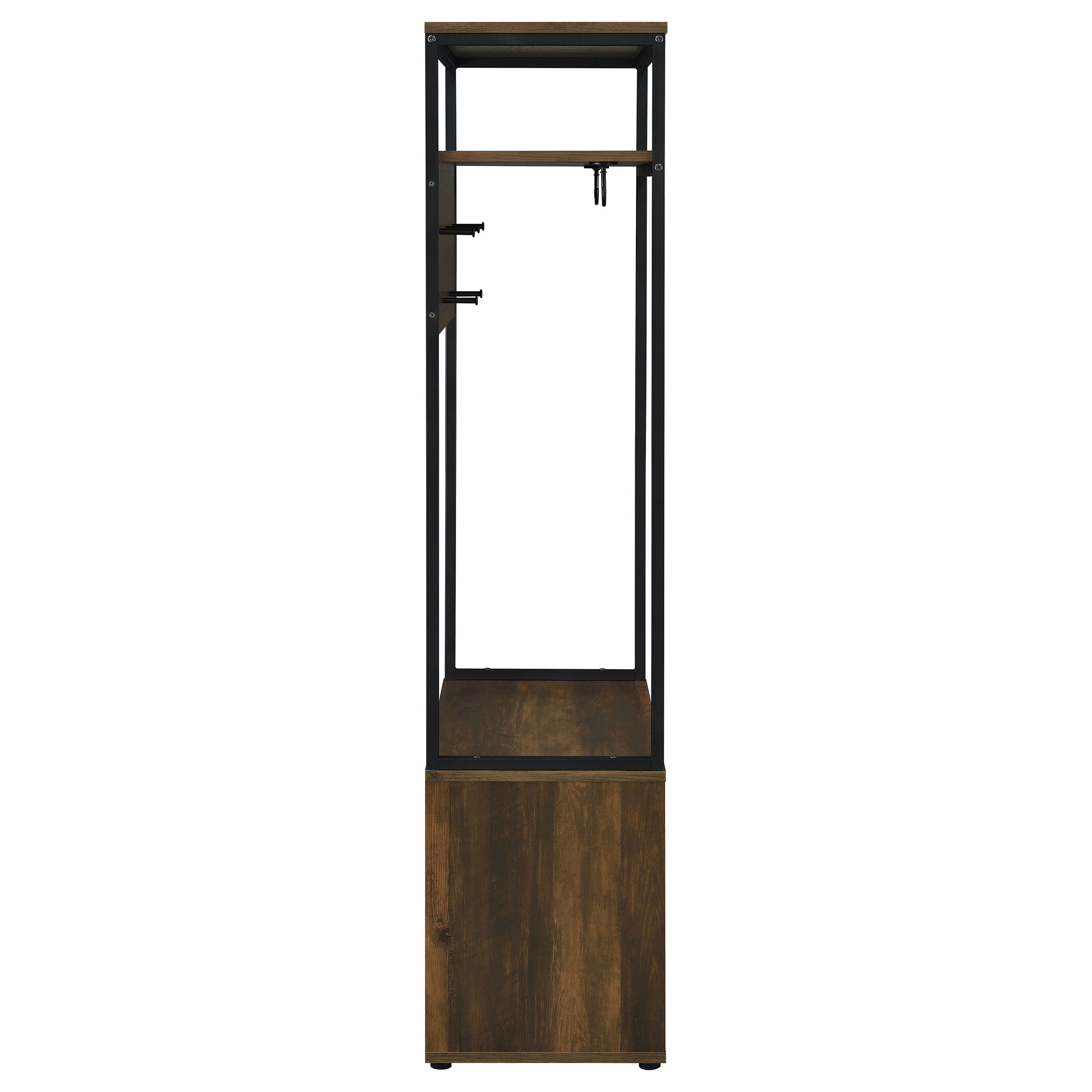 Quincy 2-door Coat Rack Hall Tree Storage Bench Dark Pine — view 10
