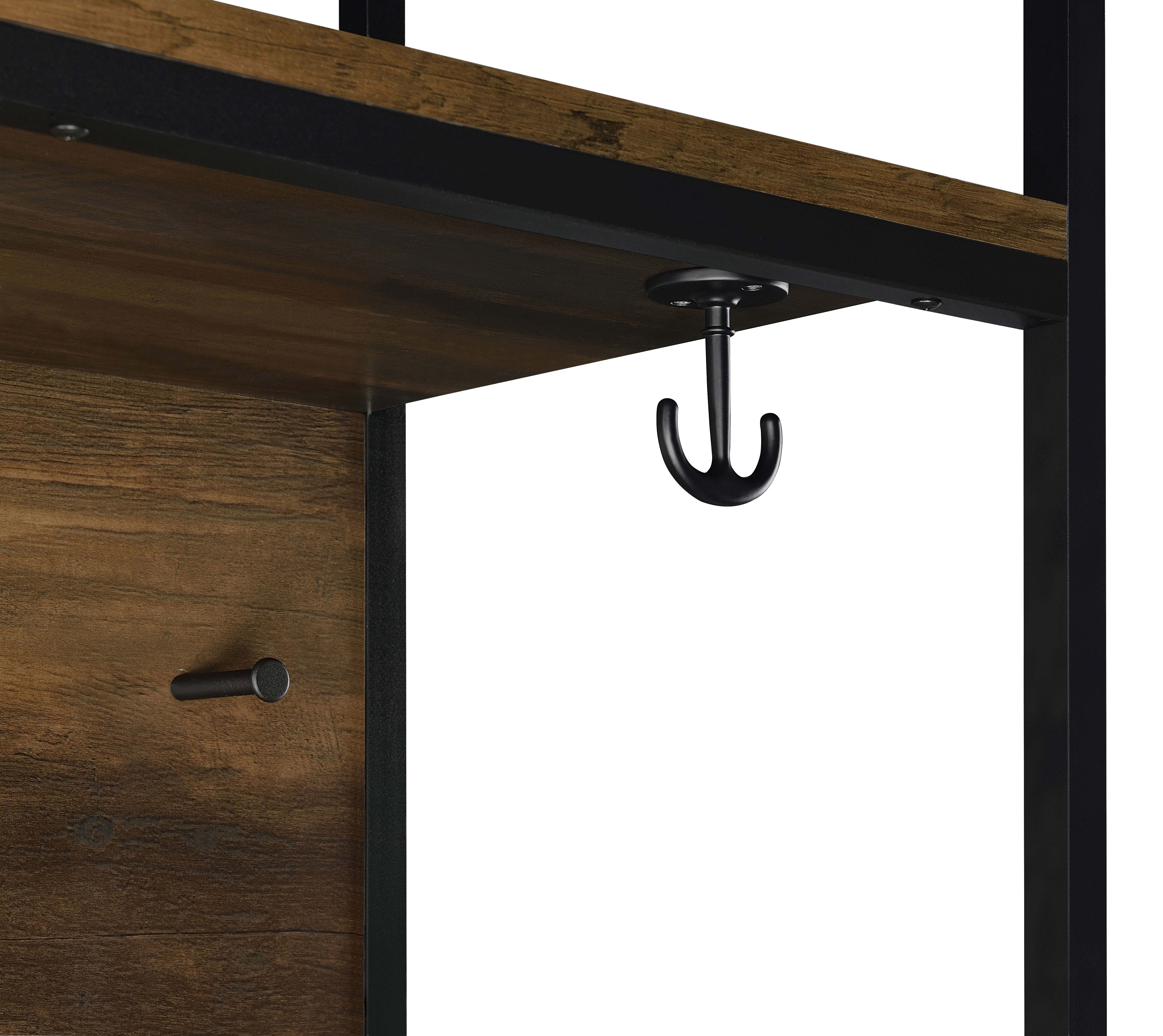 Quincy 2-door Coat Rack Hall Tree Storage Bench Dark Pine — view 11