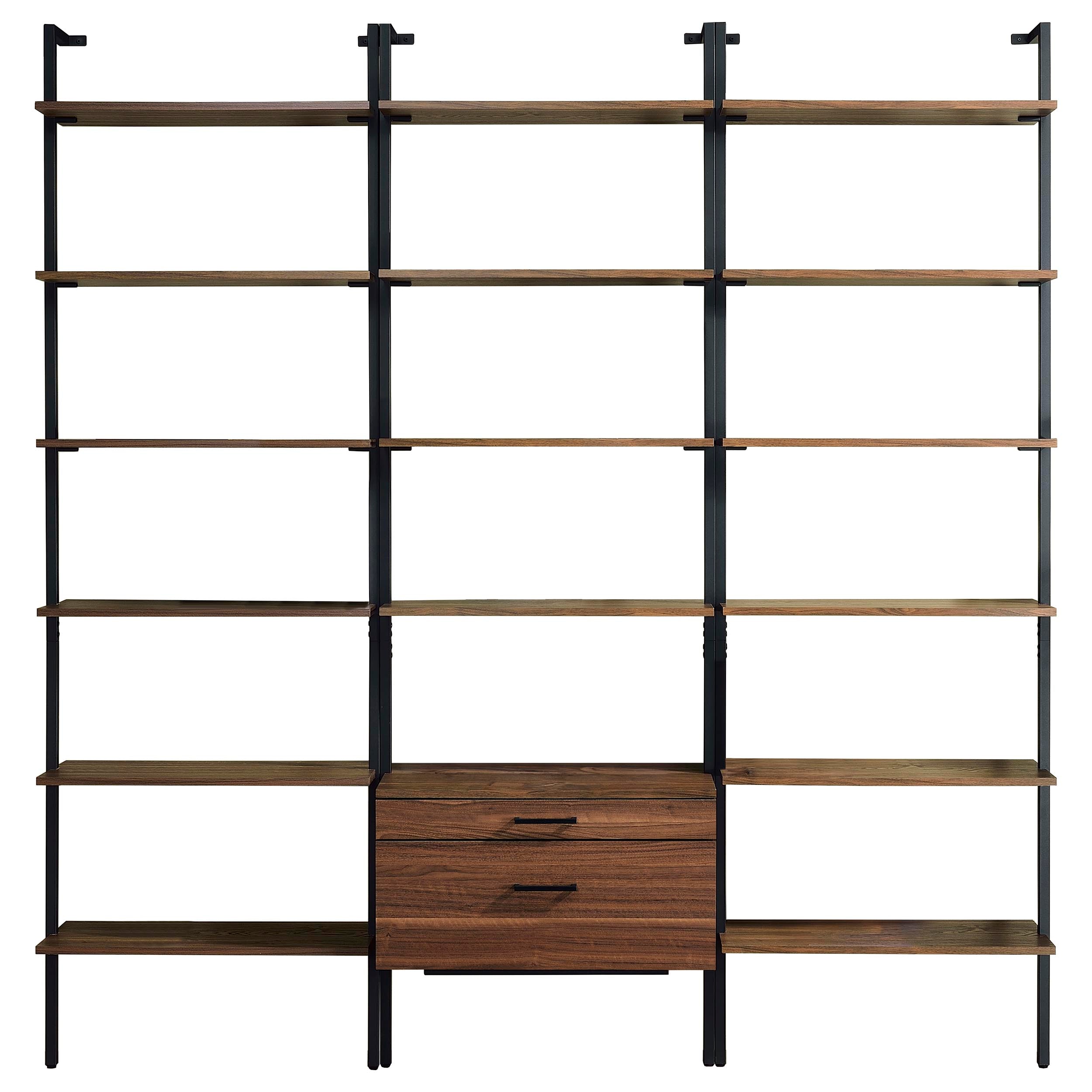 Owens 3-piece 96-inch Wall Mounted Bookshelf Set Walnut — view 2
