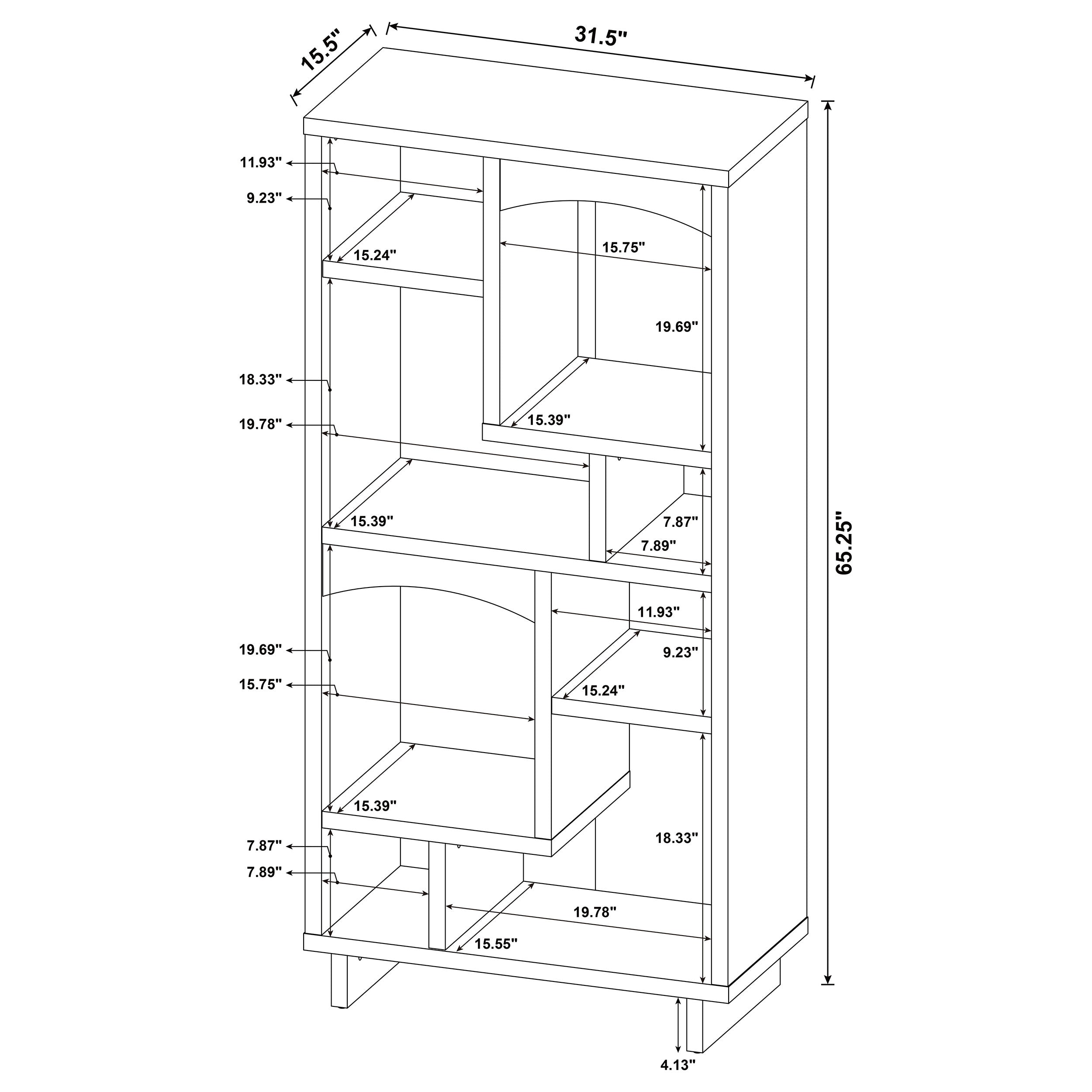 Dalton 65-inch 6-shelf Bookcase White and Distressed Pine — view 12