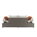 Salena - Patio Sofa & Ottoman - Beige Fabric & Gray Wicker - 26" - Atlantic Fine Furniture Inc
