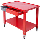 Transmission Teardown Work Station 1 / 2 Ton Capacity Sloping Drain Table Locking Drawer Removable Drain Basin Full-Width Lower Shelf Four 4" Caster Wheels