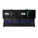 Wall Mounted Double Door Storage Cabinet With Tool Rack And Hooks, Stainless Steel - Black / Red