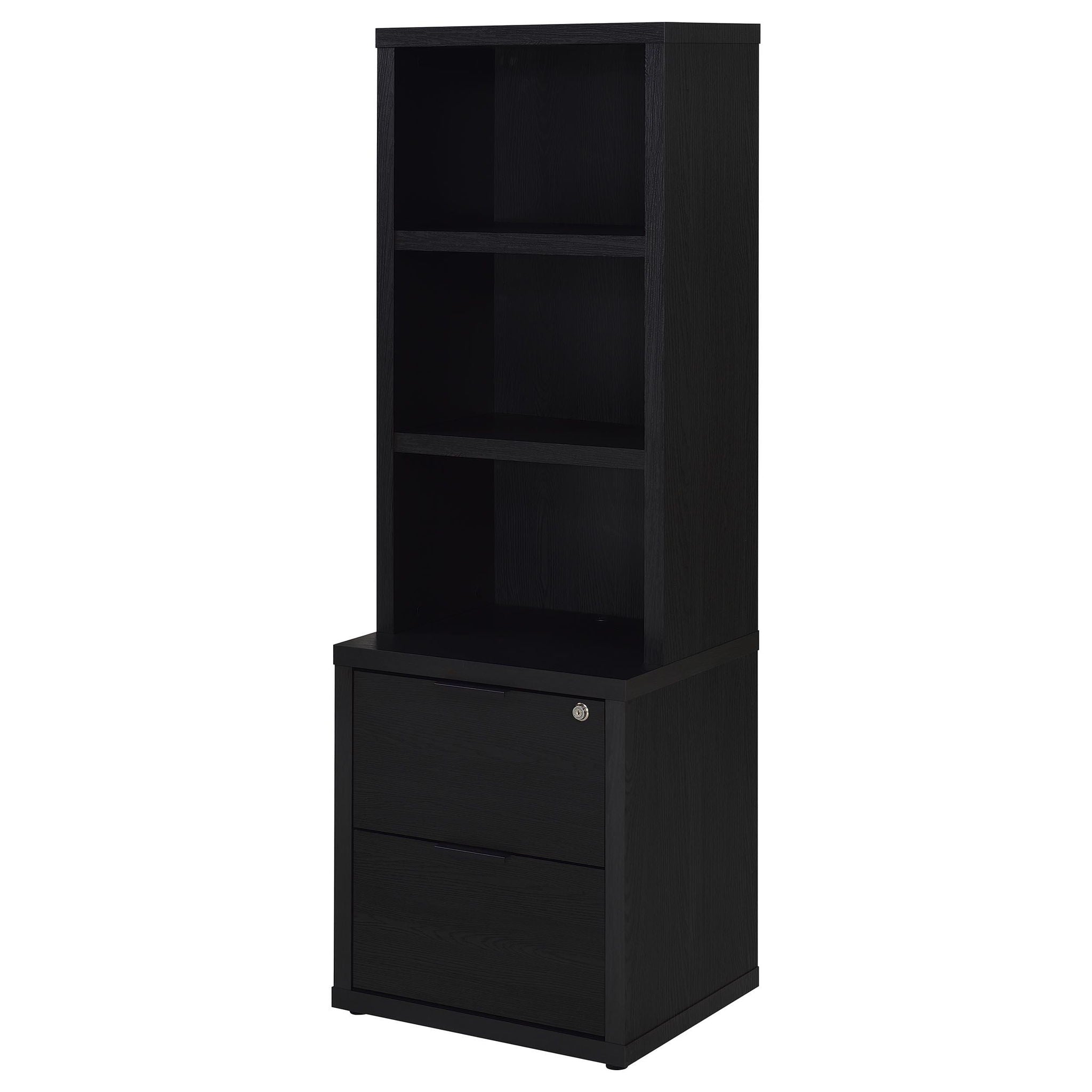 Westpark 3-shelf Bookcase USB and Lockable Drawer Black
